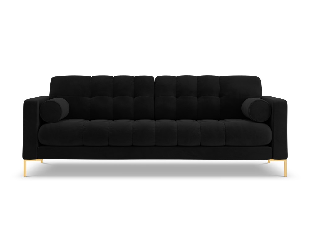 Cosmopolitan Design Sofa Bali 3-Sitzer Samt Bluvel Schwarz Beine Gold