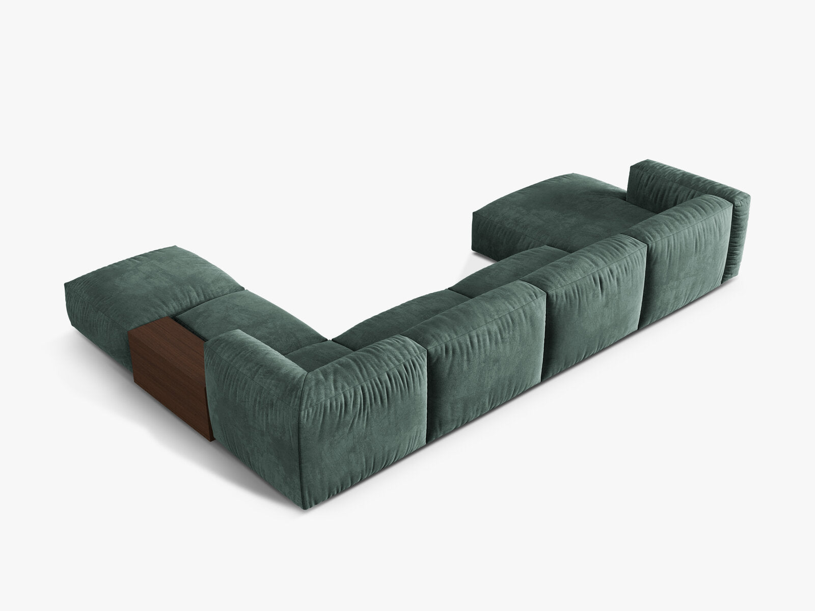 Micadoni Panorama-Ecksofa Martina 5-Sitzer Rechts Samt Petrol