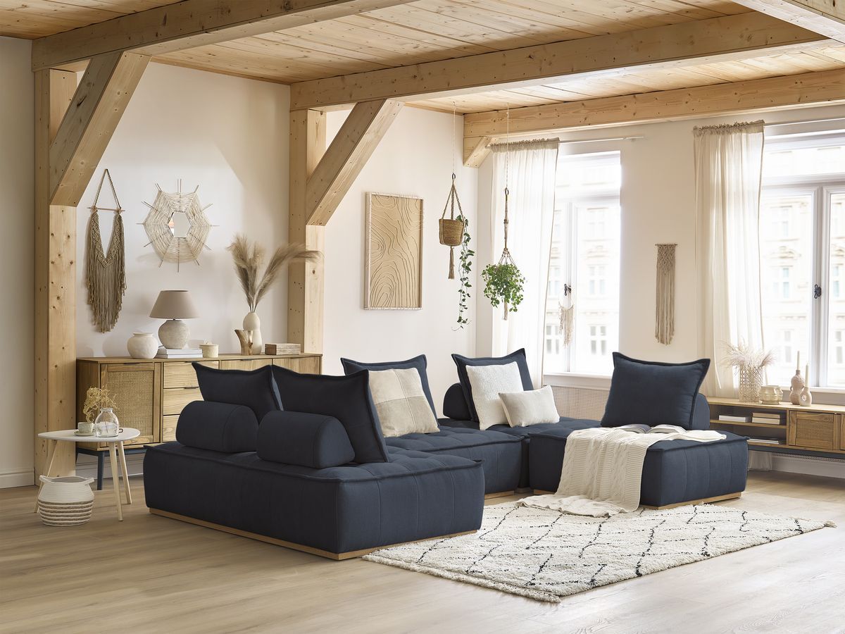 Bobochic Elisa Wohnlandschaft Strukturstoff Dunkelblau