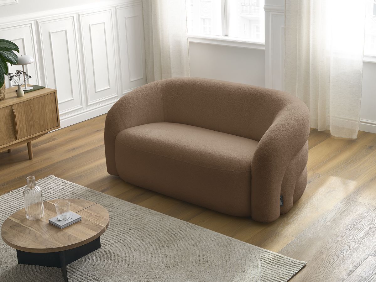 Bobochic Elina Sofa 2-Sitzer Bouclé-Stoff Braun