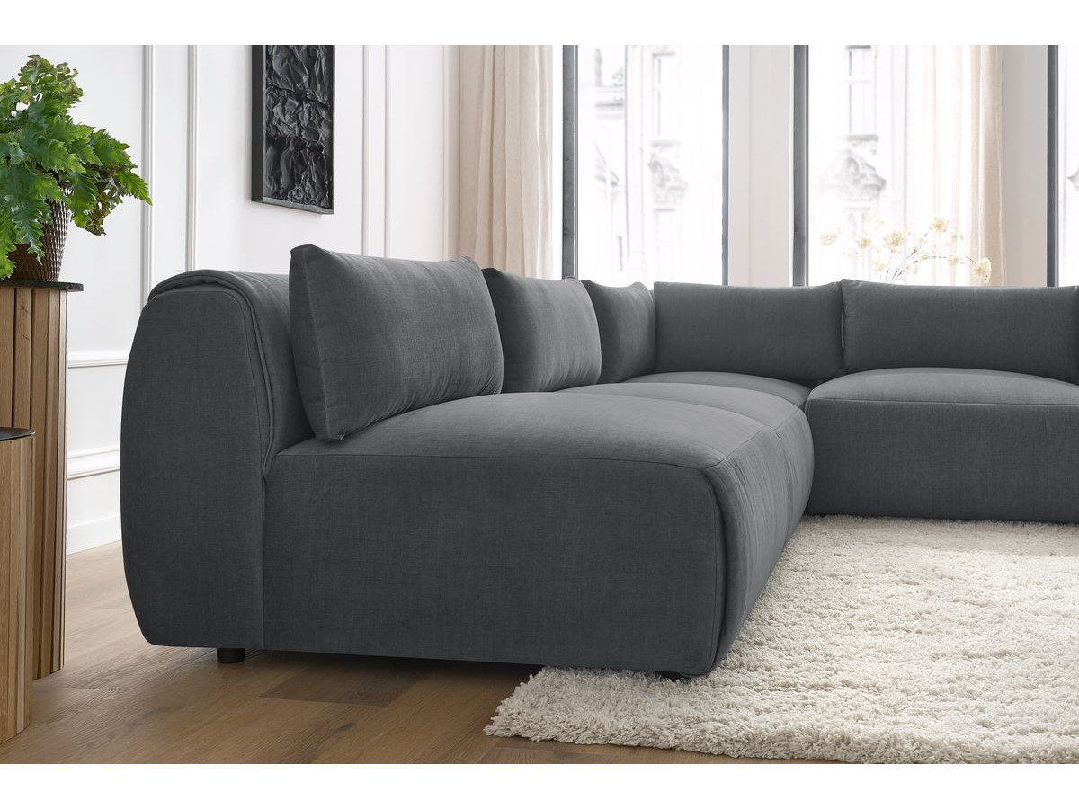 Bobochic Jeanne Ecksofa 299 × 299 cm Samt Dunkelgrau