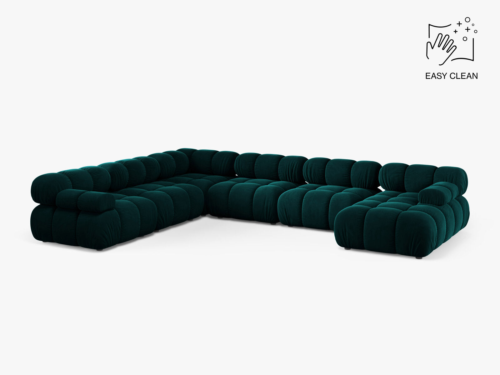 Micadoni Modulares Panorama Ecksofa Bellis 8-Sitzer Samt Venus Dunkel Petrol Links