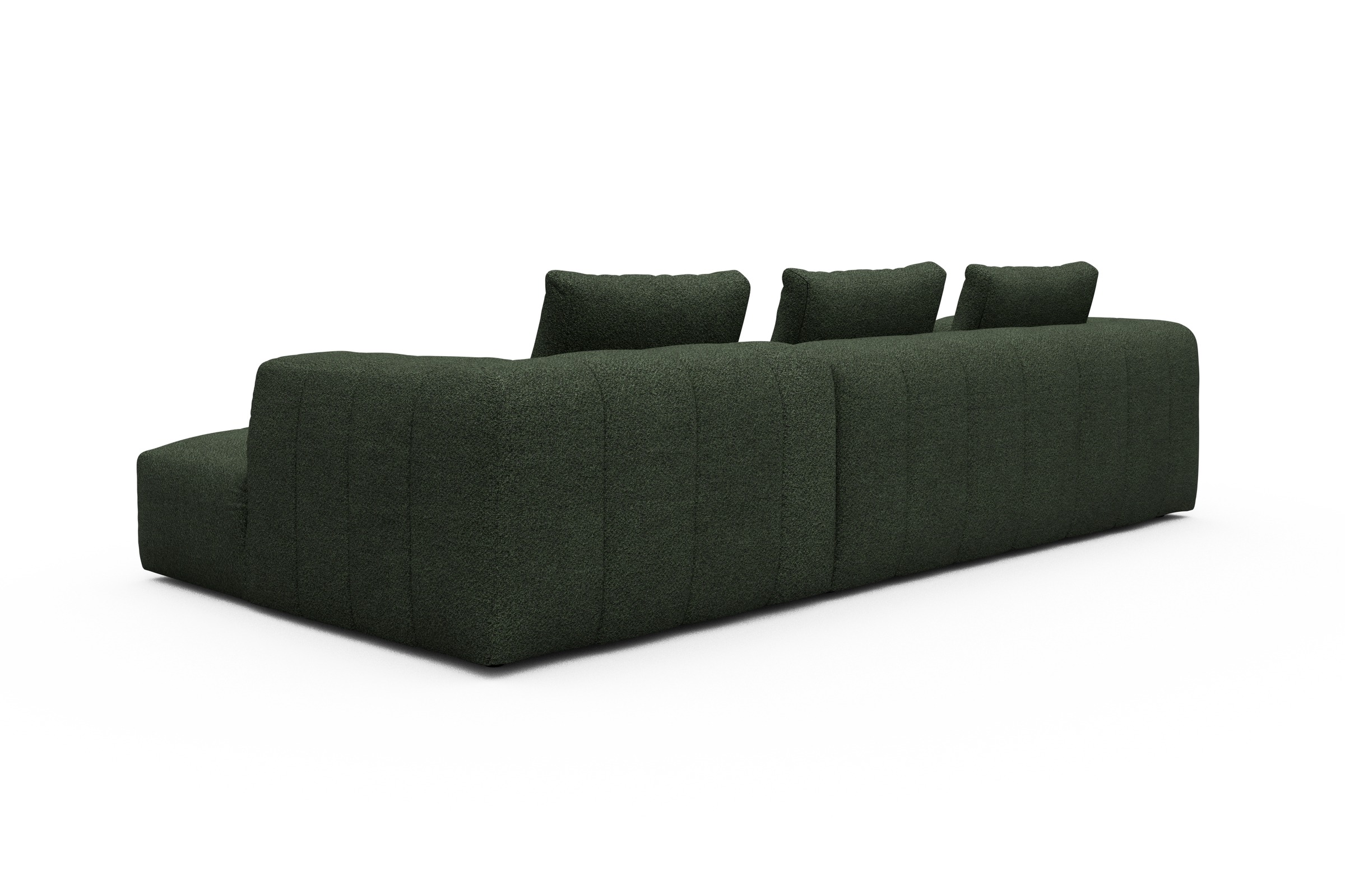 Ecksofa Hugo 2,5-Sitzer Armlehne links mit Chaiselongue Vanora-Deep-Green