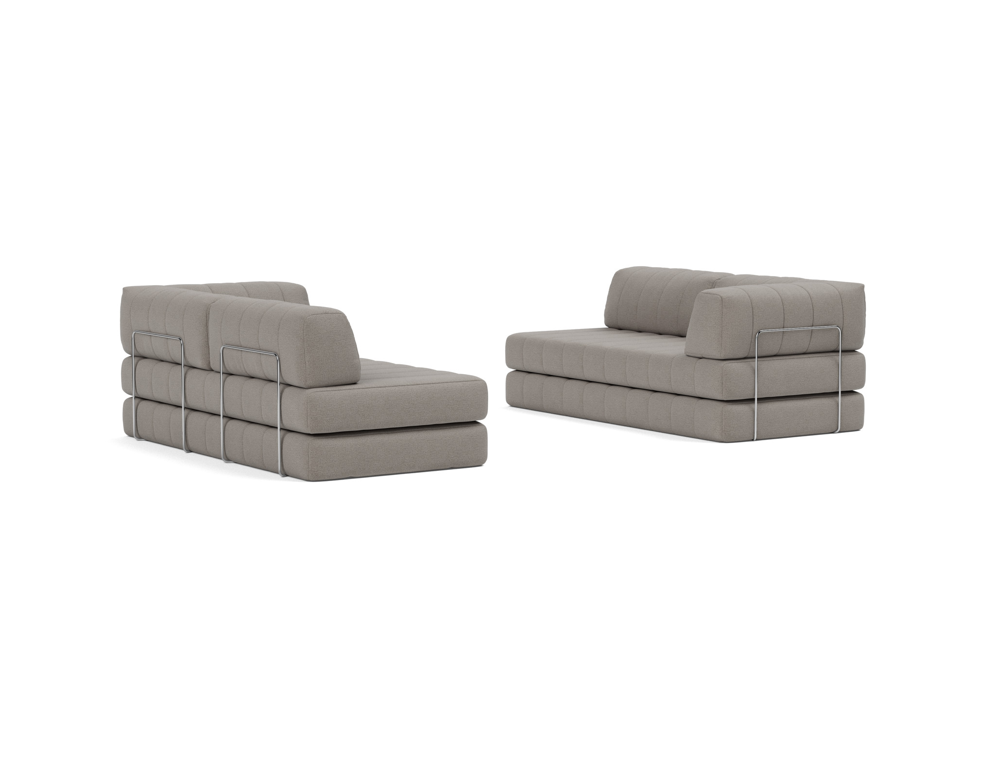 Eck-Schlafsofa CozyPad L-Form mit Armlehne Flachgewebe Mixed Dance 521-Grey