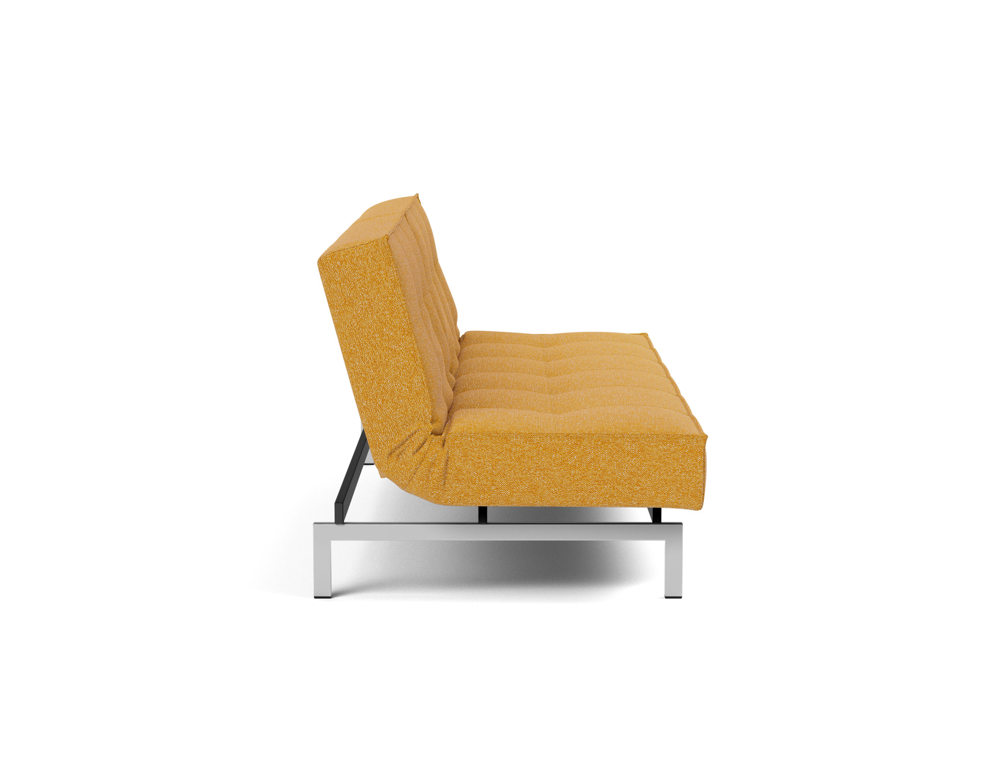 Schlafsofa Splitback Boucle Skandi 536-Ochre Beine Chrom
