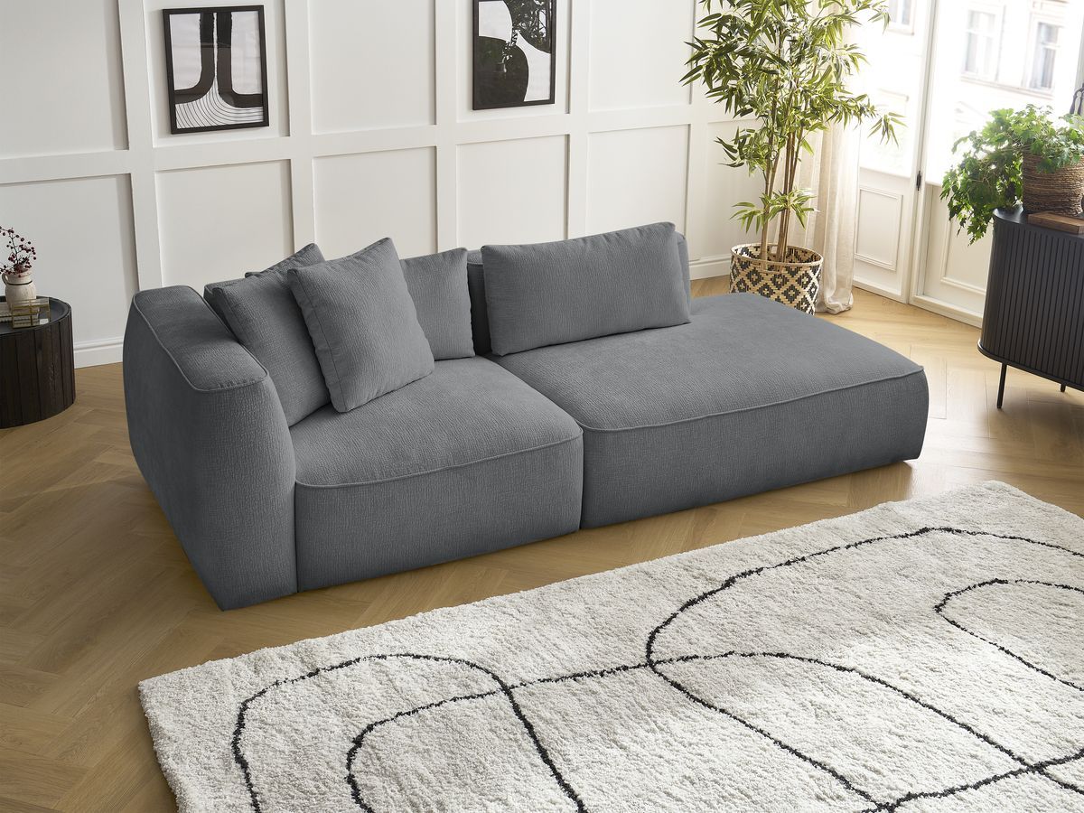 Bobochic Leopold Sofa 3-Sitzer Strukturstoff Dunkelgrau Armlehne links