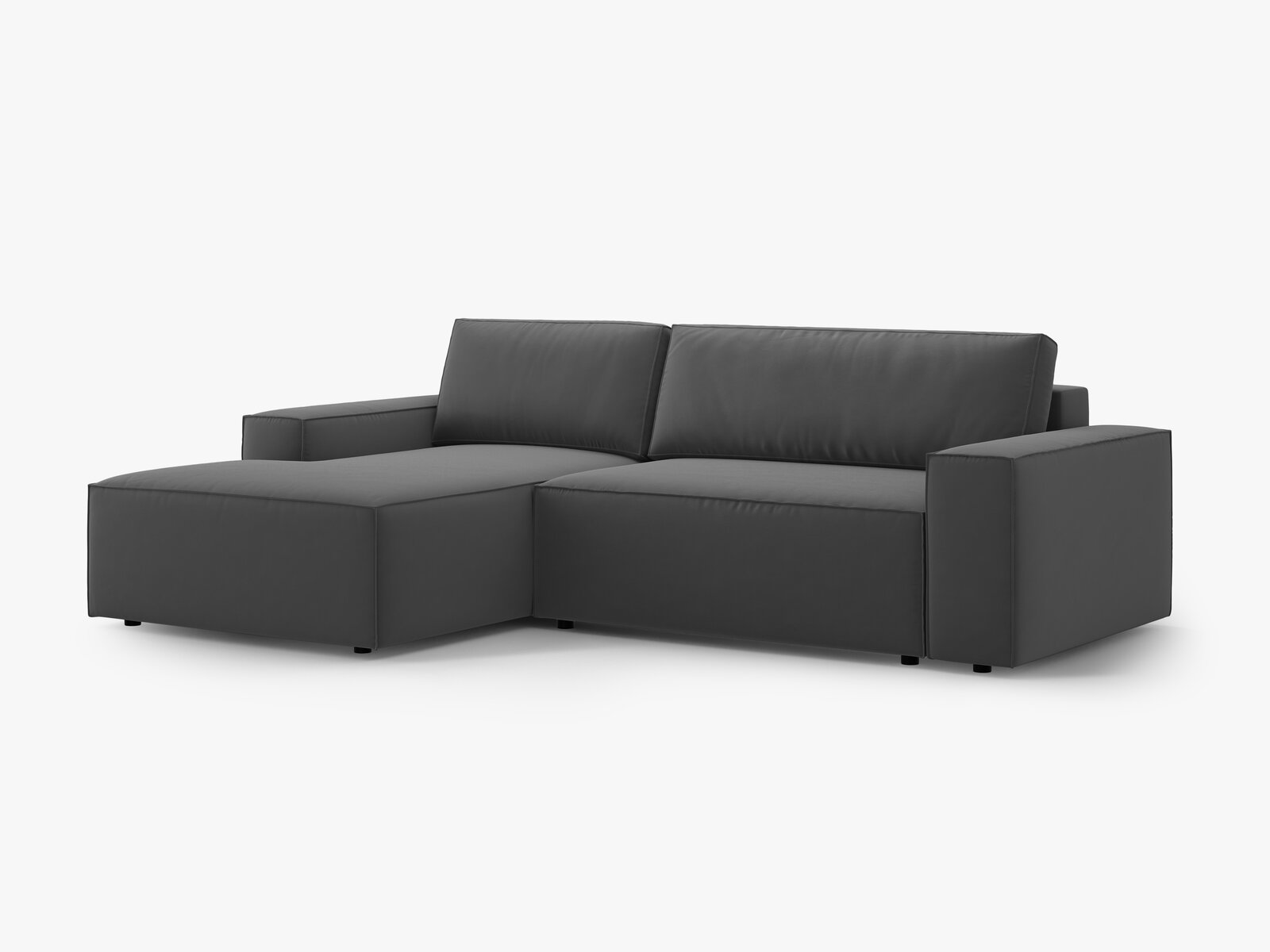 Micadoni Schlaf-Ecksofa Jodie 3-Sitzer Links Samt Grau