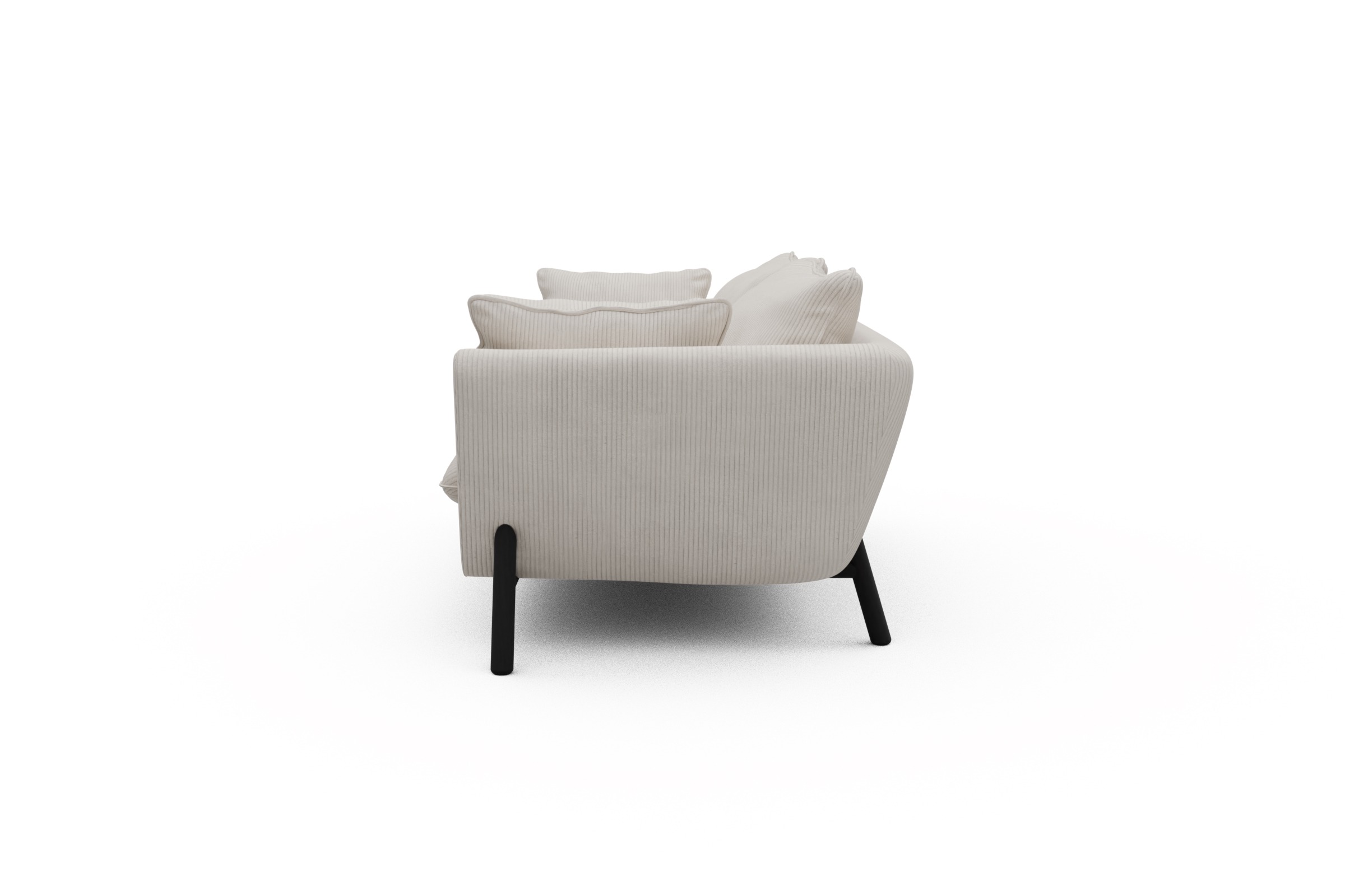 Sofa Emil PREMIUM 2-Sitzer Beinfarbe Eiche Schwarz Corduroy-Ivory