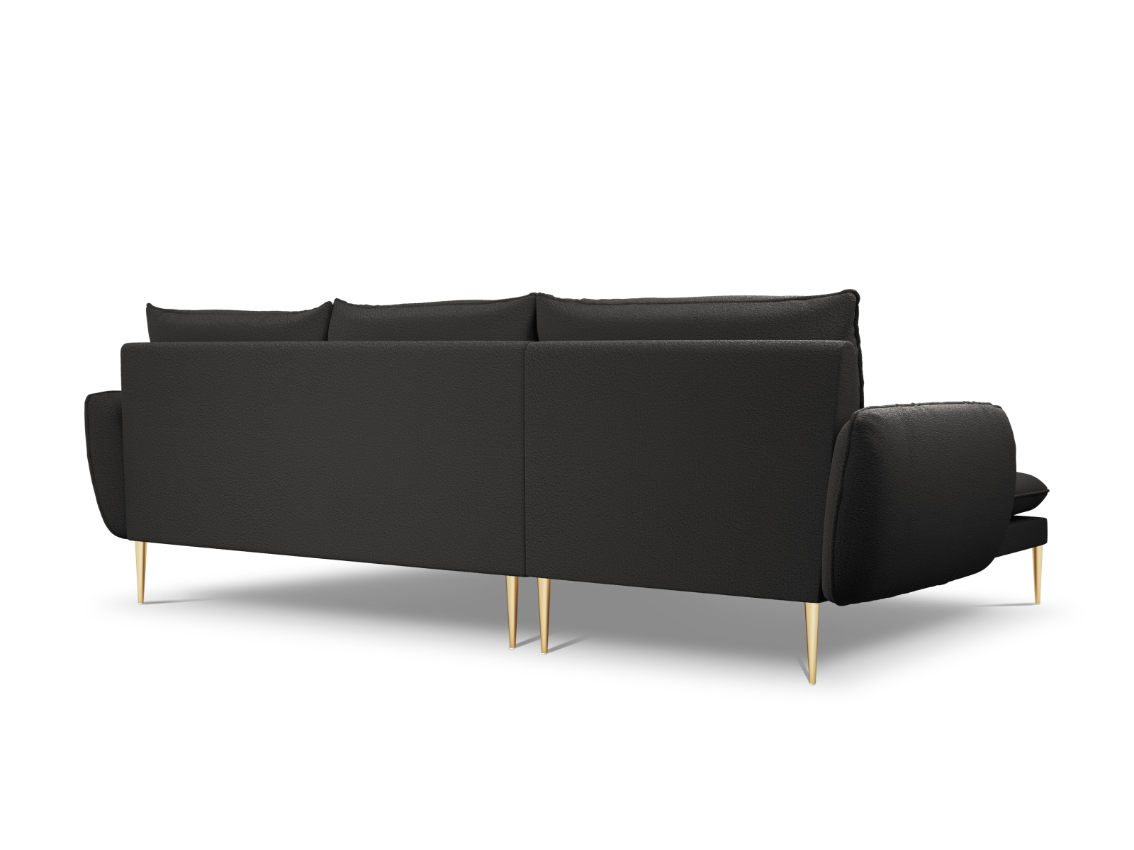 Cosmopolitan Design Ecksofa Vienna 5-Sitzer Boucle Ascot Schwarz Links Beine Gold