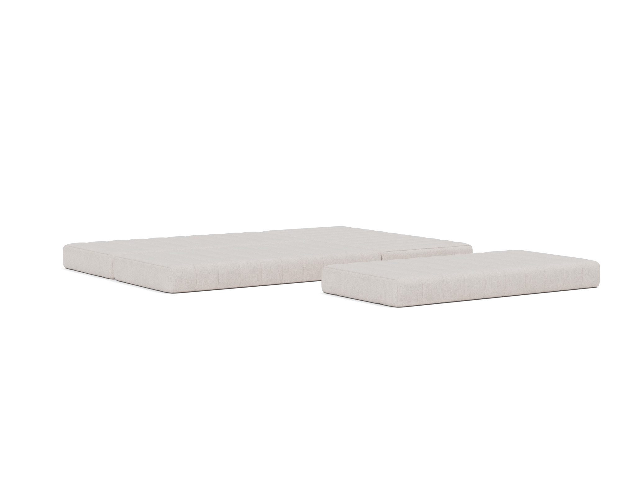 Eck-Schlafsofa CozyPad L-Form mit Armlehne Strukturierter Stoff Weda 300-Weda-Sand