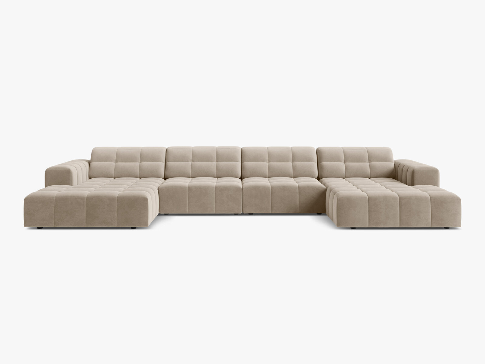 Micadoni Panorama Sofa Jennifer 6-Sitzer Samt Bluvel Dunkelbeige