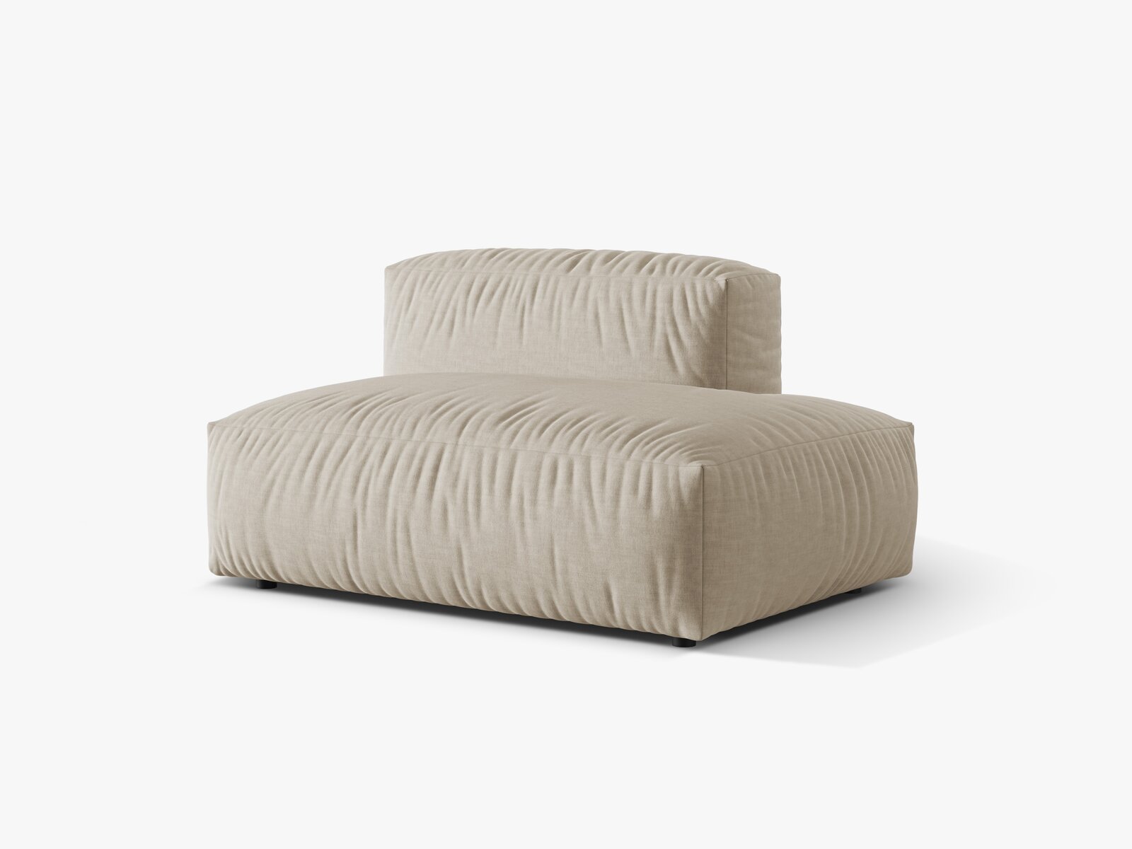 Micadoni Ecksofa-Modul Martina 1-Sitzer Strukturierter Stoff Boston Helles Beige Rechts