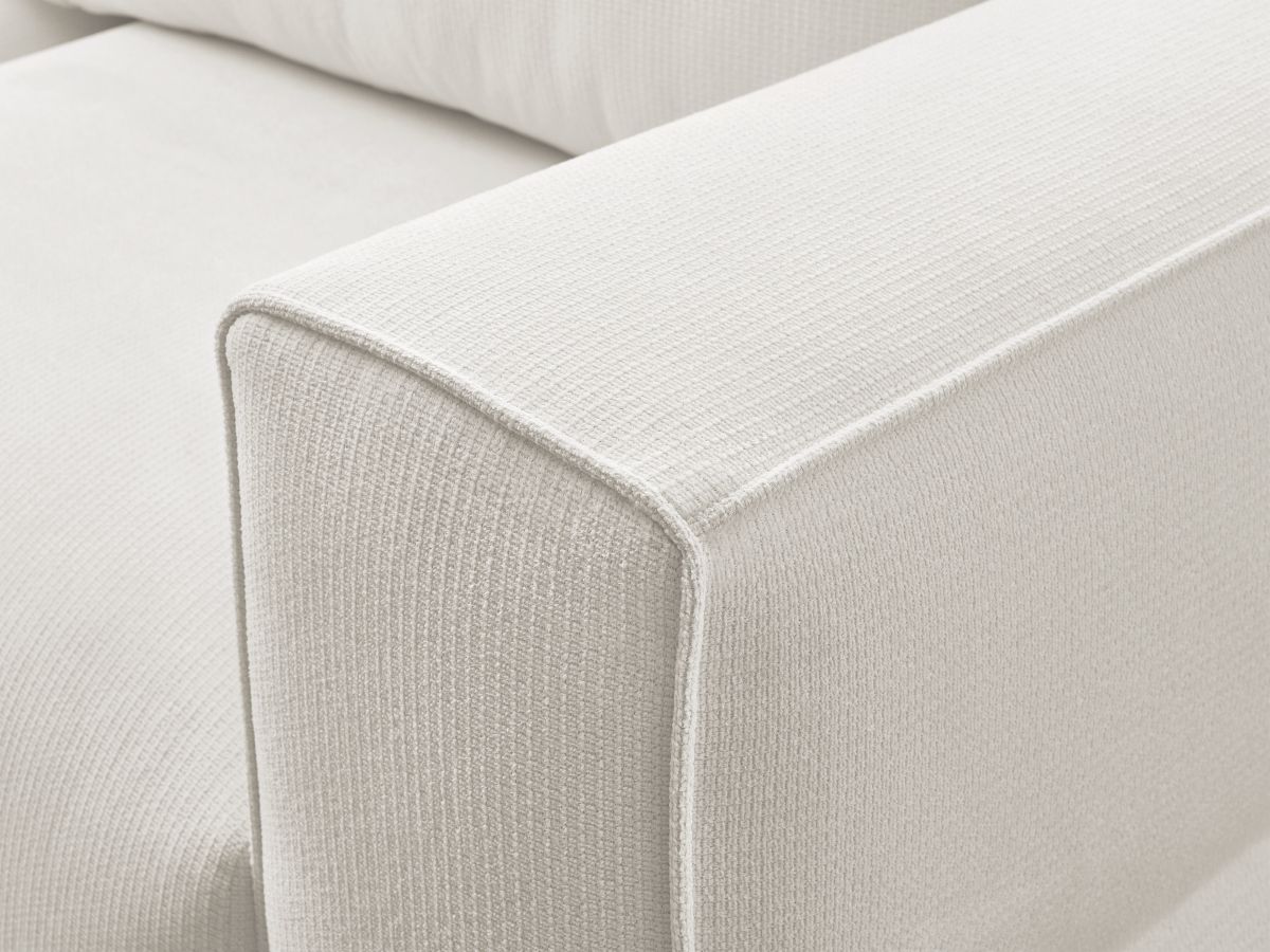 Bobochic Ezechiel Schlafsofa 3-Sitzer mit Bettkasten Melange-Stoff Weiß