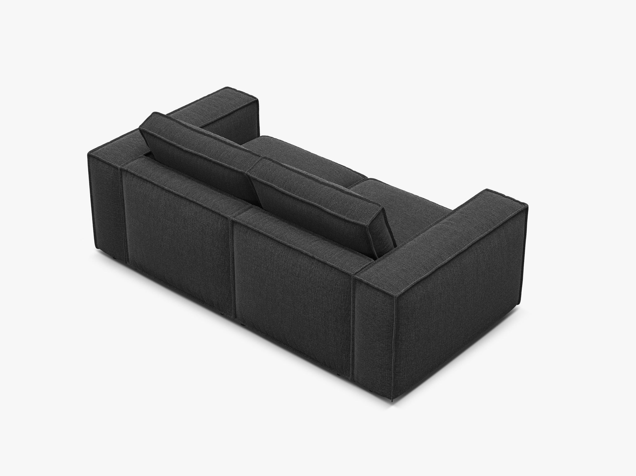 Micadoni modulares Sofa Pola 2-Sitzer Strukturierter Stoff Babel Schwarz
