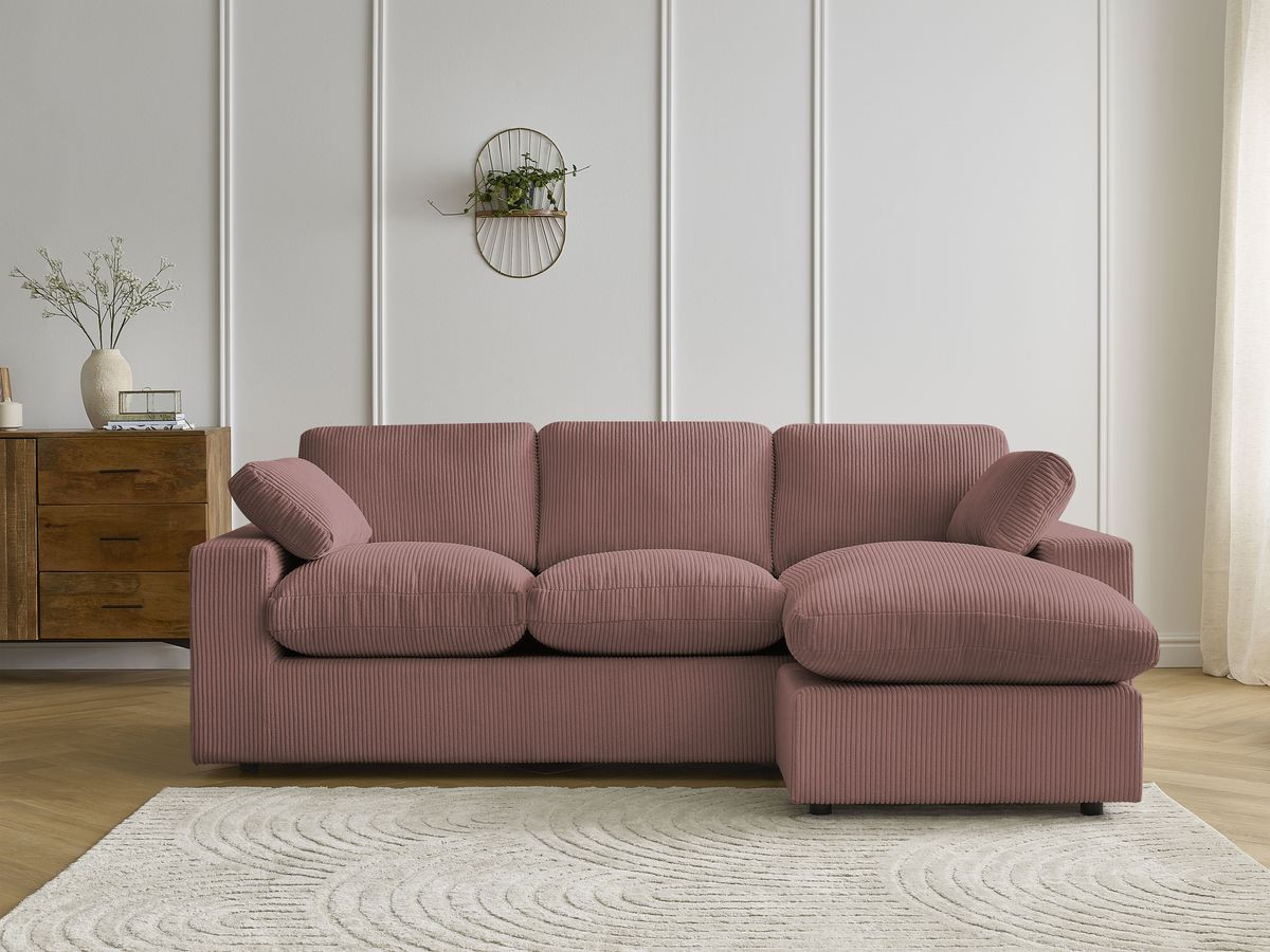 Bobochic Belair Ecksofa 220 × 139 cm Cordsamt Rosa
