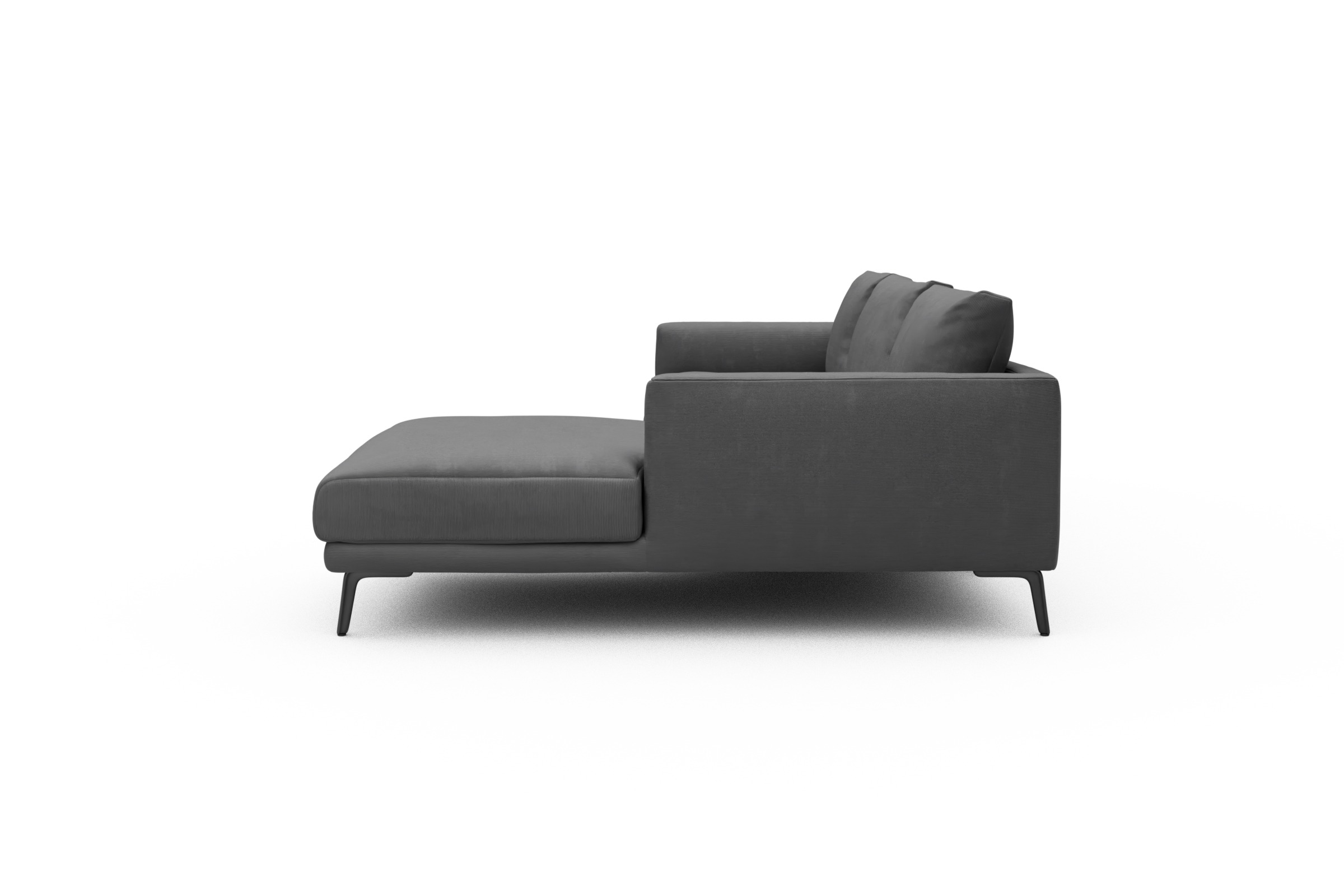 Ecksofa Karl Chaiselongue rechts mit 2,5-Sitzer Cordufine-Grey