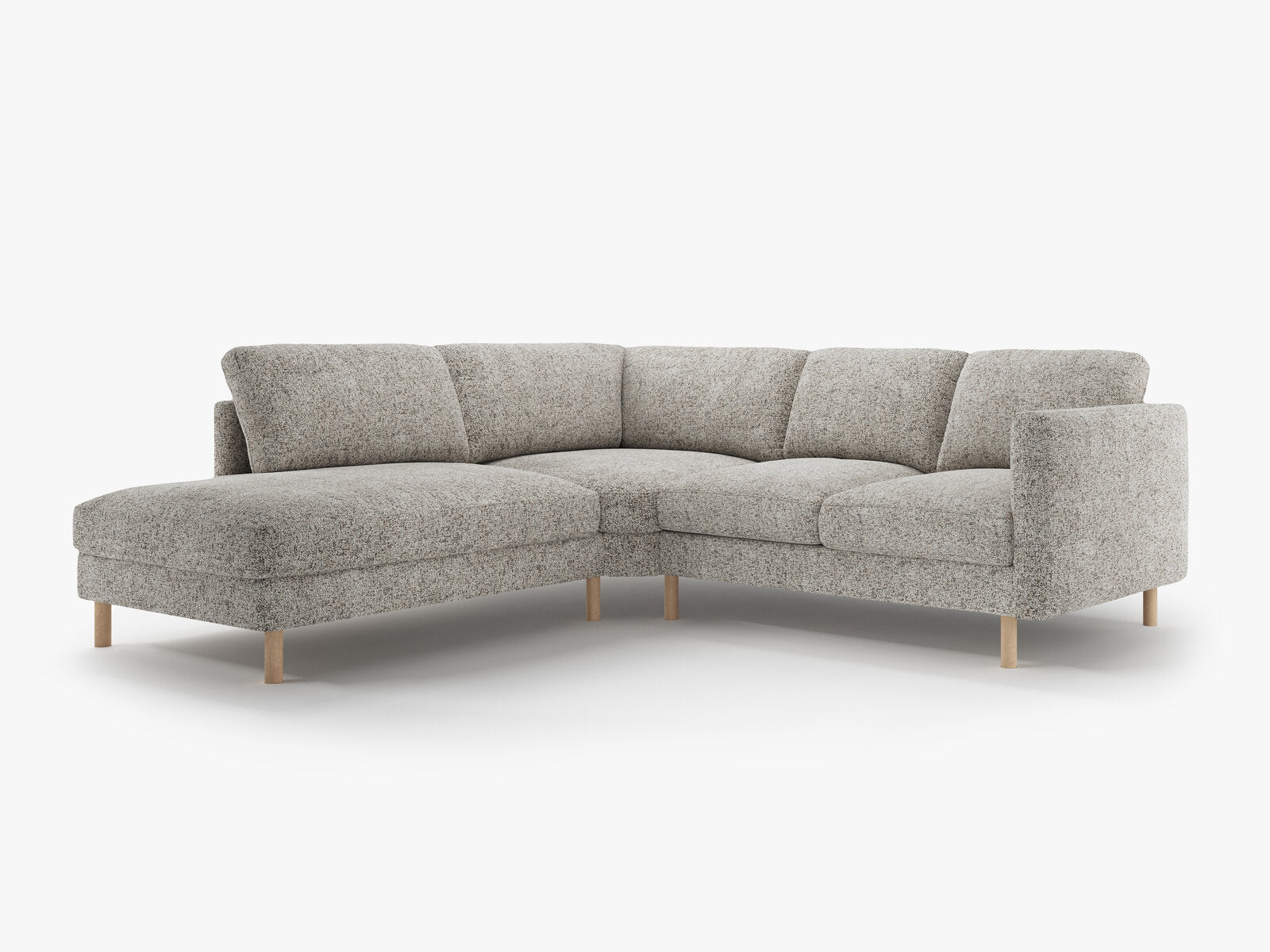 Micadoni Symmetrisches Ecksofa Eden 4-Sitzer Links Strukturierter Stoff Beige Melange