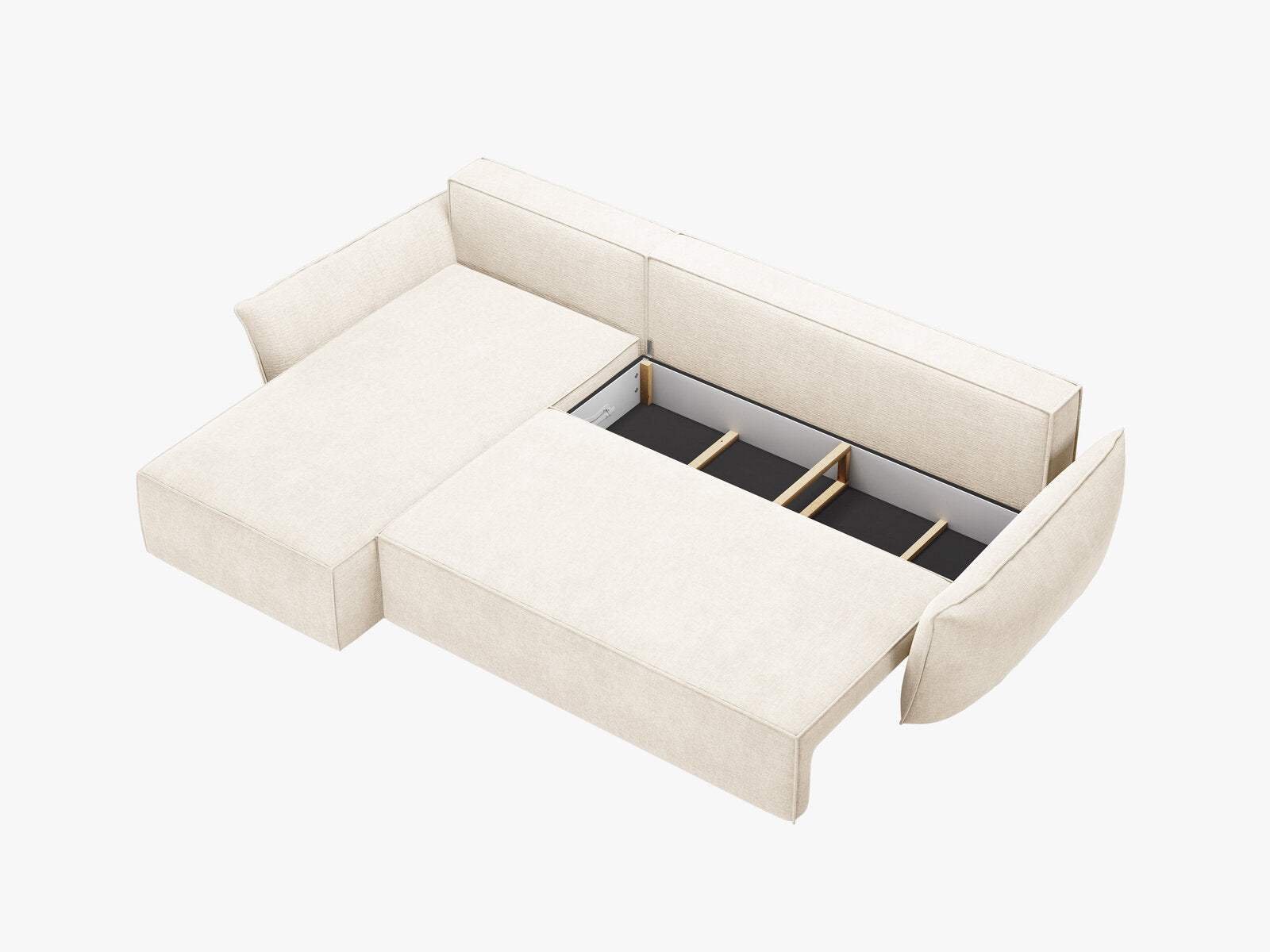 Micadoni Kaelle Ecksofa 4-Sitzer mit Schlaffunktion Links Chenille Over The Horizon Helles Beige