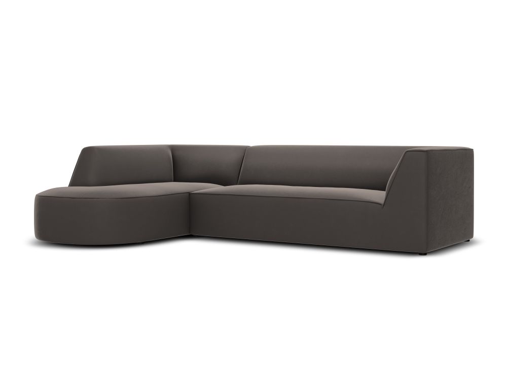 Cosmopolitan Design Ecksofa Siena 4-Sitzer abgerundet Samt Salvador Dunkelgrau Links