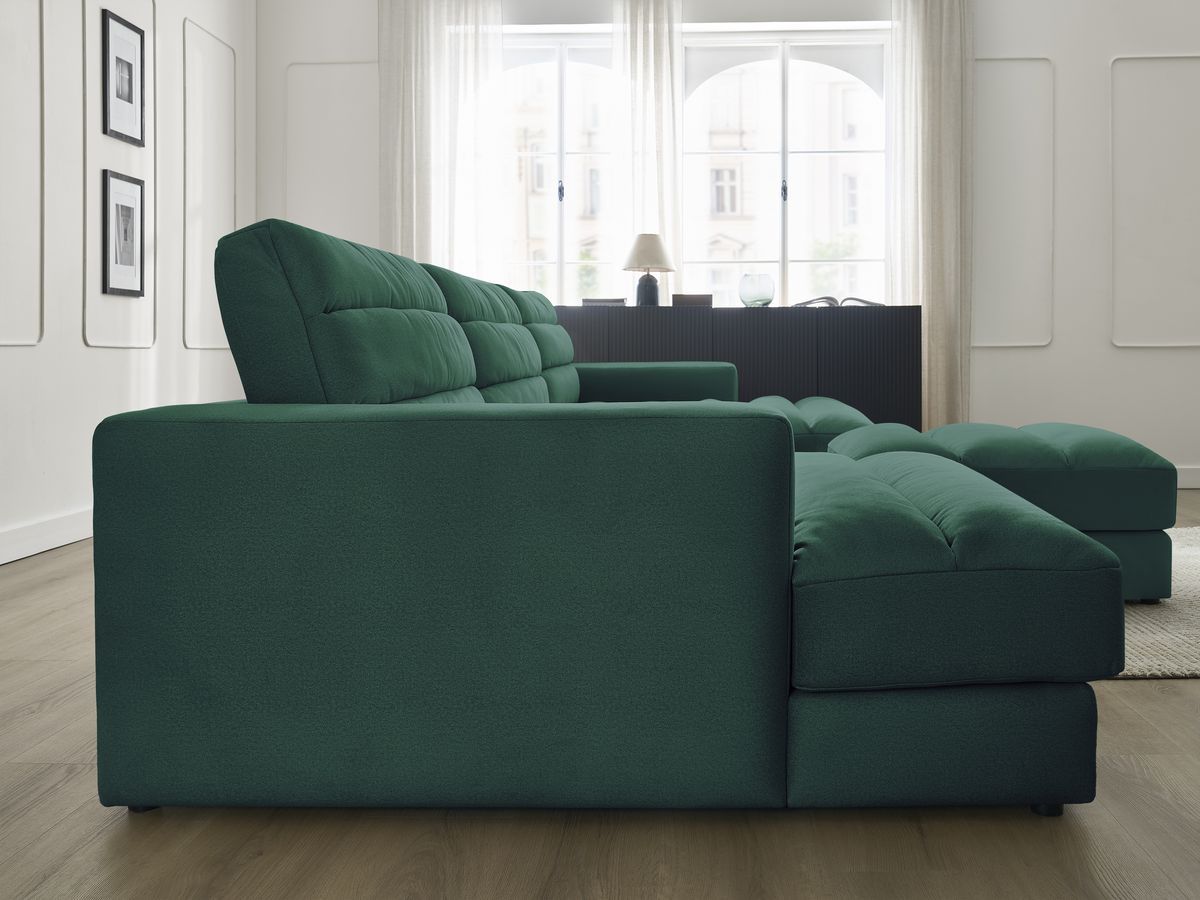 Bobochic Sierra Wohnlandschaft mit Pouf Samt Dunkelgrün