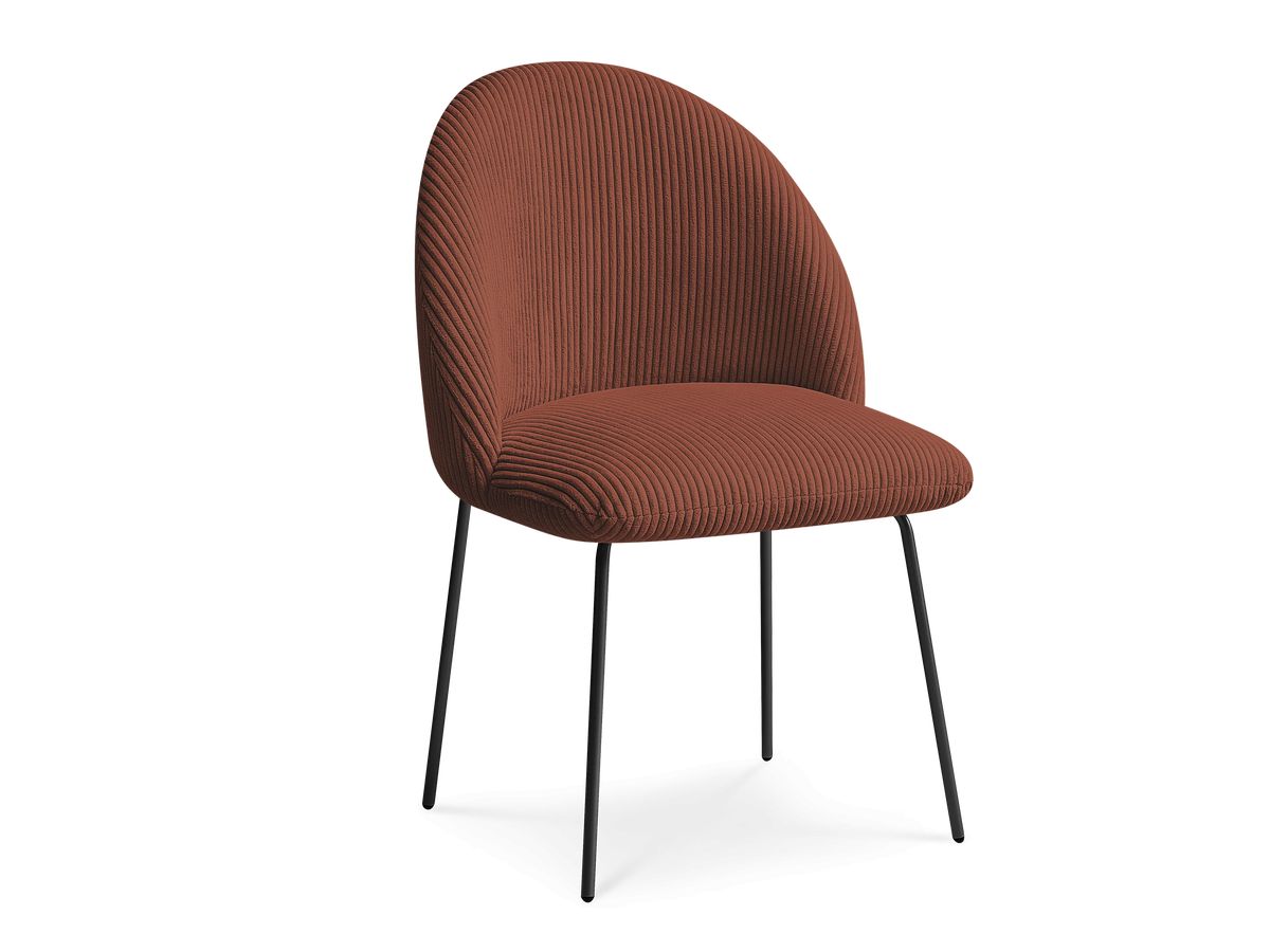 Bobochic Lalie Esszimmerstuhl mit Metallbeinen, schwarz Cordsamt Orange