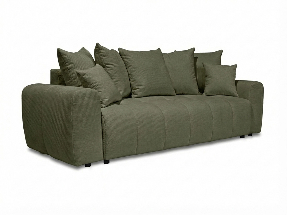 Bobochic Roxelane Schlafsofa 3-Sitzer mit Bettkasten Melange-Stoff Grün