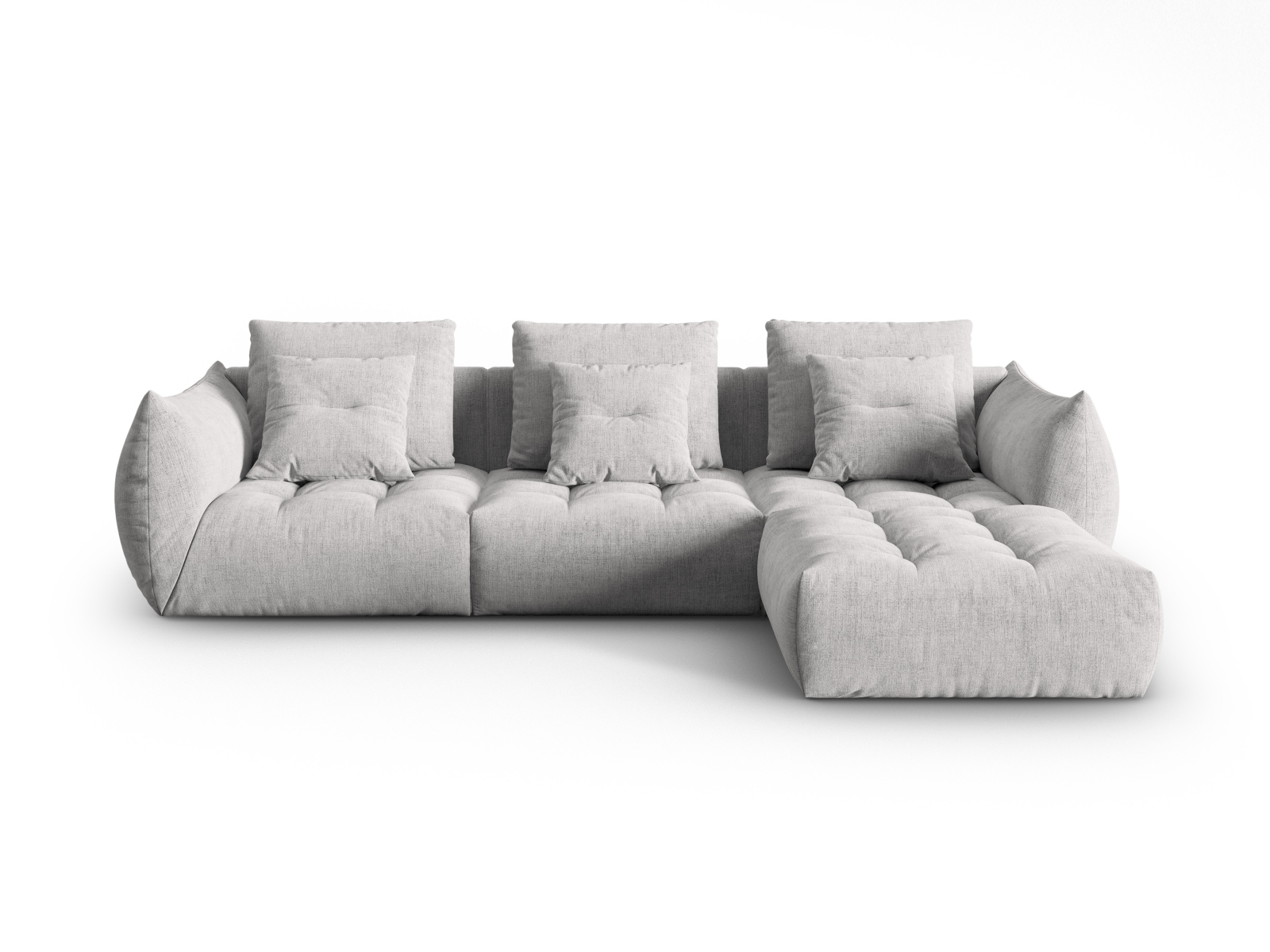Micadoni Ecksofa Bloom 2-Sitzer Strukturierter Stoff Silber