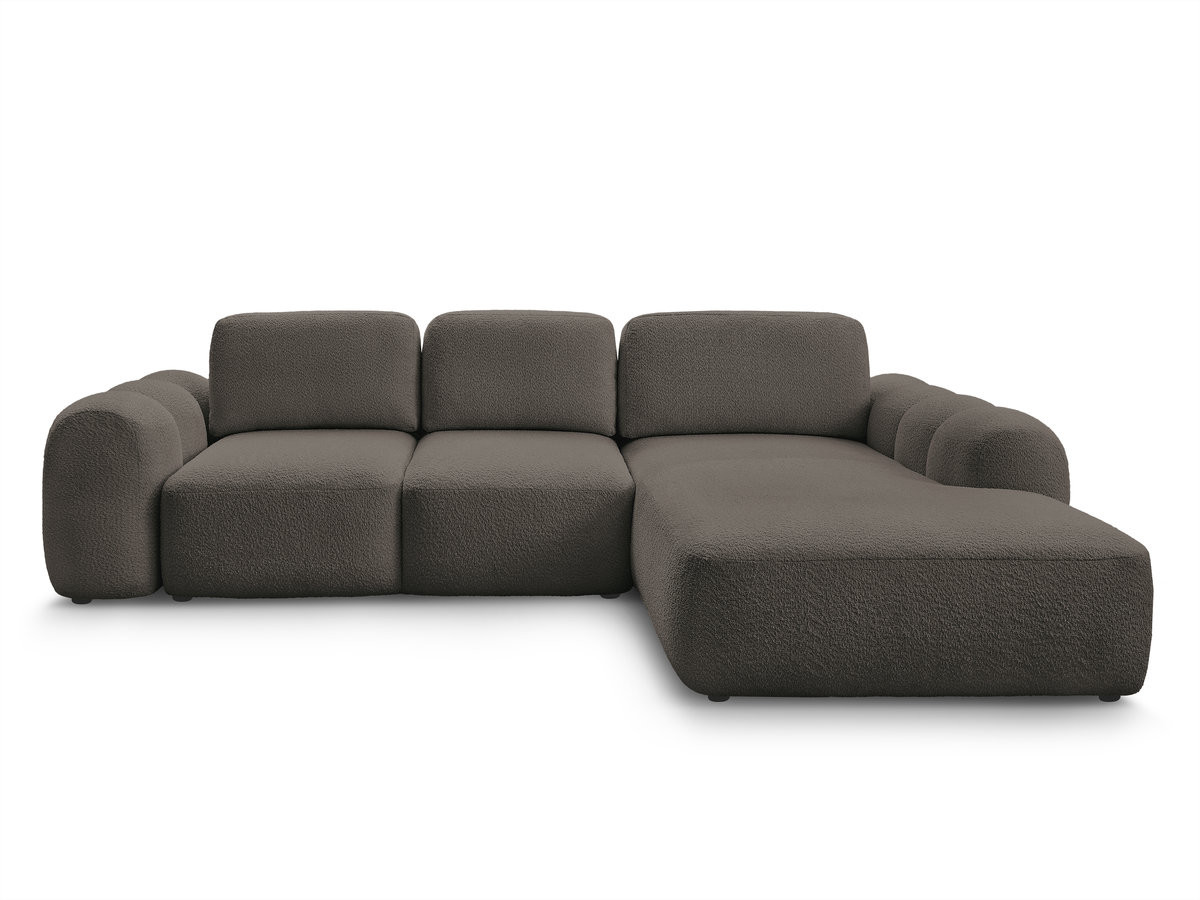 Bobochic Montaigne Ecksofa mit Schlaffunktion und Bettkasten 288 × 196 cm Bouclé-Stoff Braun Ecke rechts