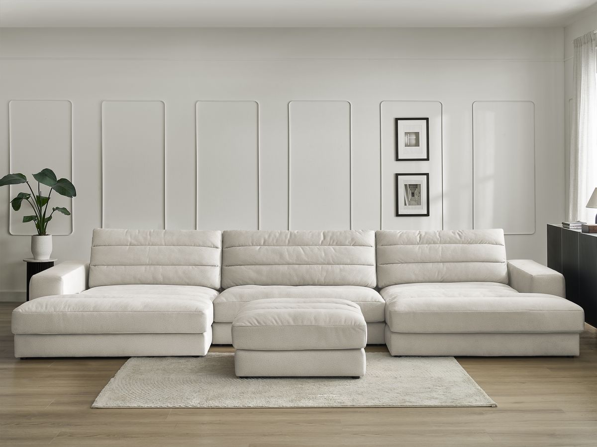 Bobochic Sierra Wohnlandschaft mit Pouf Samt Beige