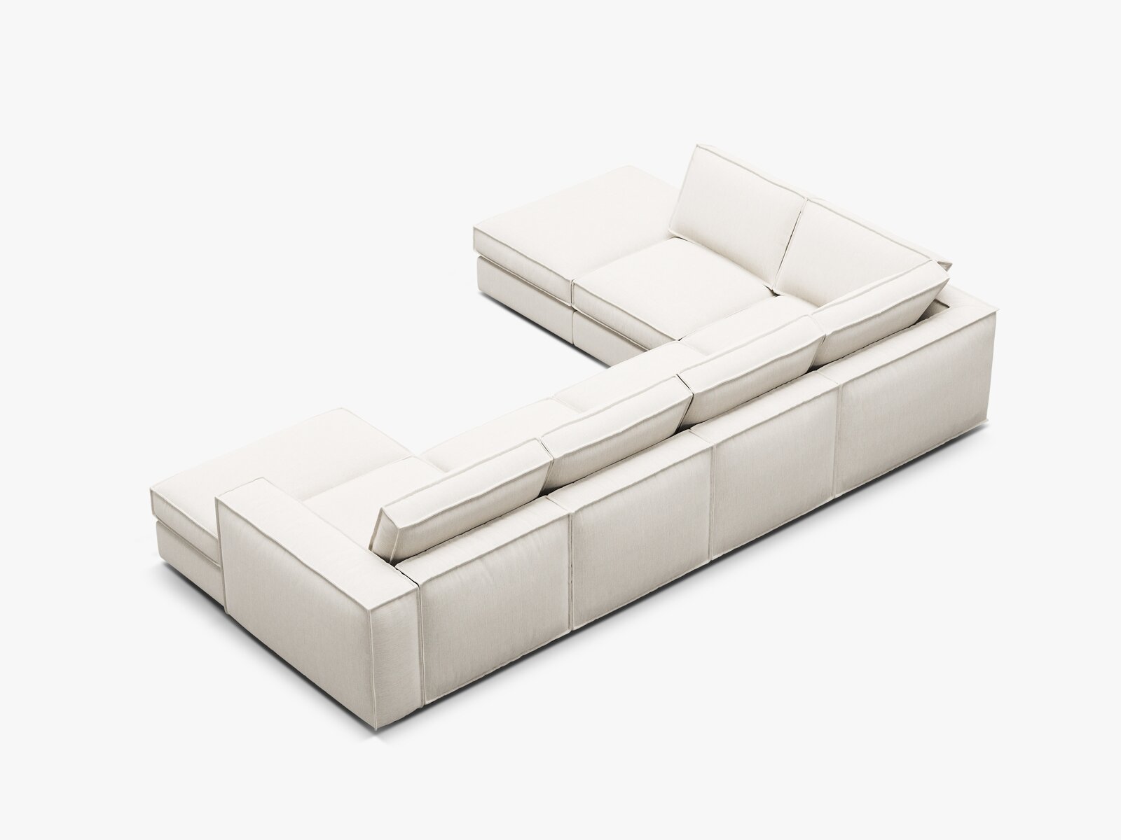 Micadoni modulares Panorama Ecksofa Pola 5-Sitzer Links Strukturierter Stoff Babel Weiß