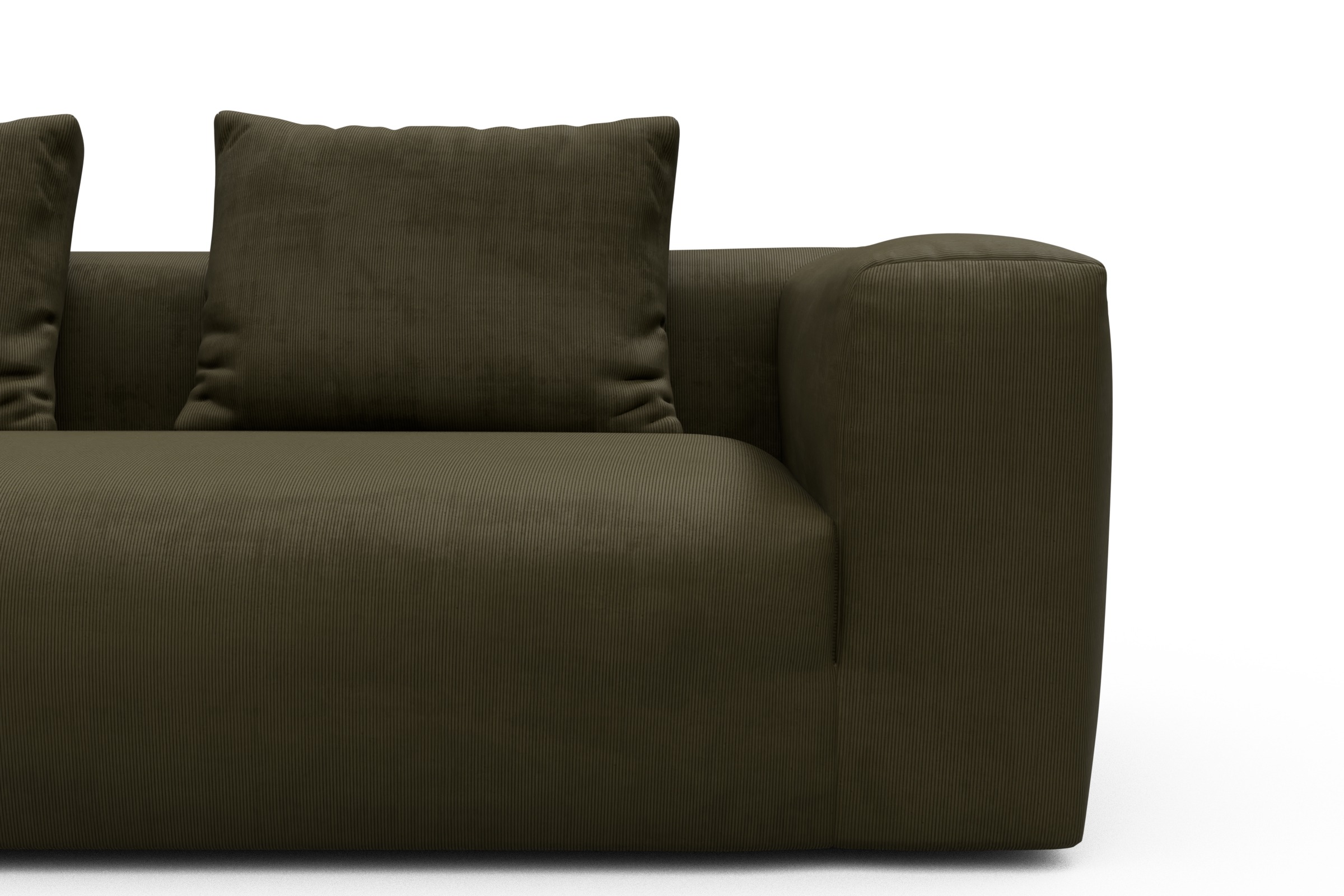 Ecksofa Fred Relax-Ecke links mit 2,5-Sitzer Cordufine-Pine-Green
