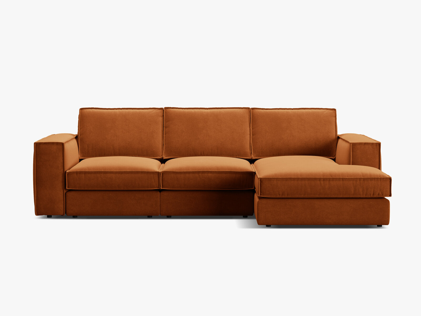 Micadoni modulares Ecksofa Pola 3-Sitzer Rechts Samt Salvador Terrakotta