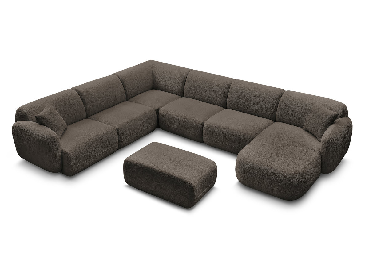 Bobochic Anda Wohnlandschaft mit Pouf 373 × 289 cm Chenille Braun Ecke links