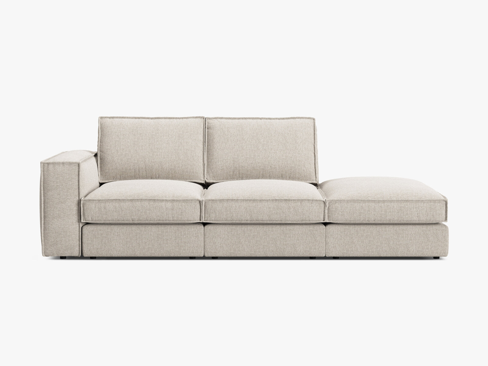 Micadoni modulares offenes Sofa Pola 3-Sitzer Rechts Strukturierter Stoff Babel Sand
