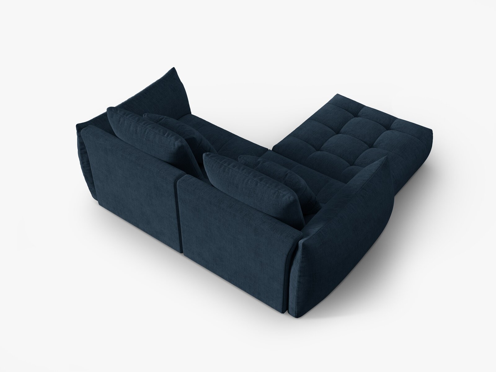 Micadoni Ecksofa Bloom 3-Sitzer Strukturierter Stoff Wind Marineblau