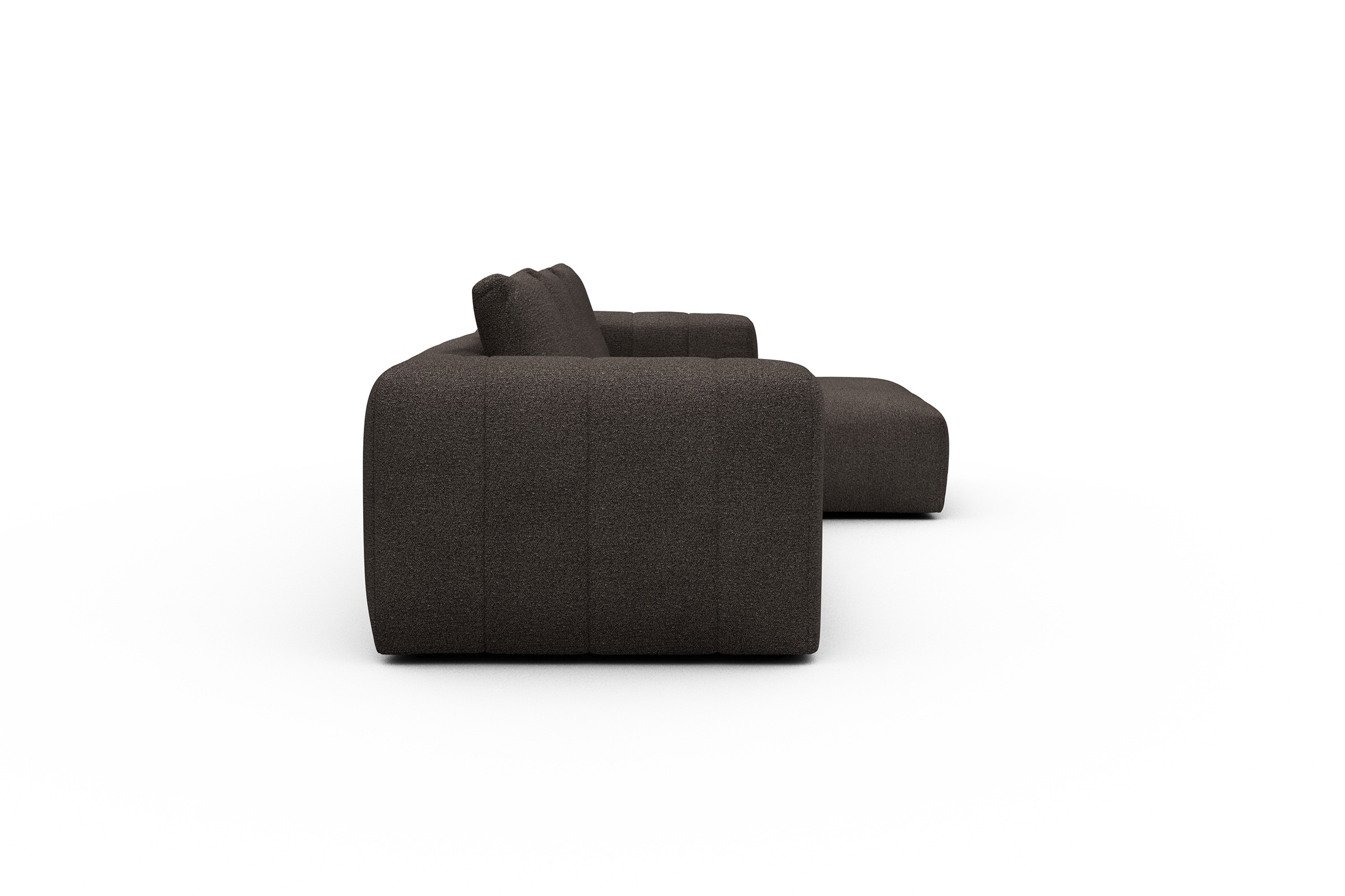 Ecksofa Hugo 2,5-Sitzer Armlehne links mit Chaiselongue Boucle-Taupe