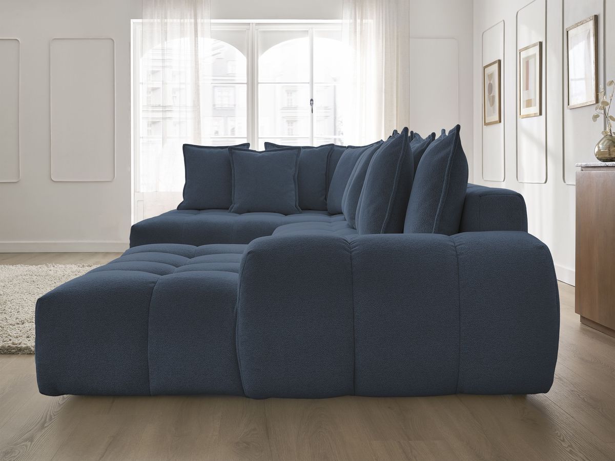 Bobochic Everest Wohnlandschaft, 14 Kissen Melange-Stoff Dunkelblau Ecke rechts