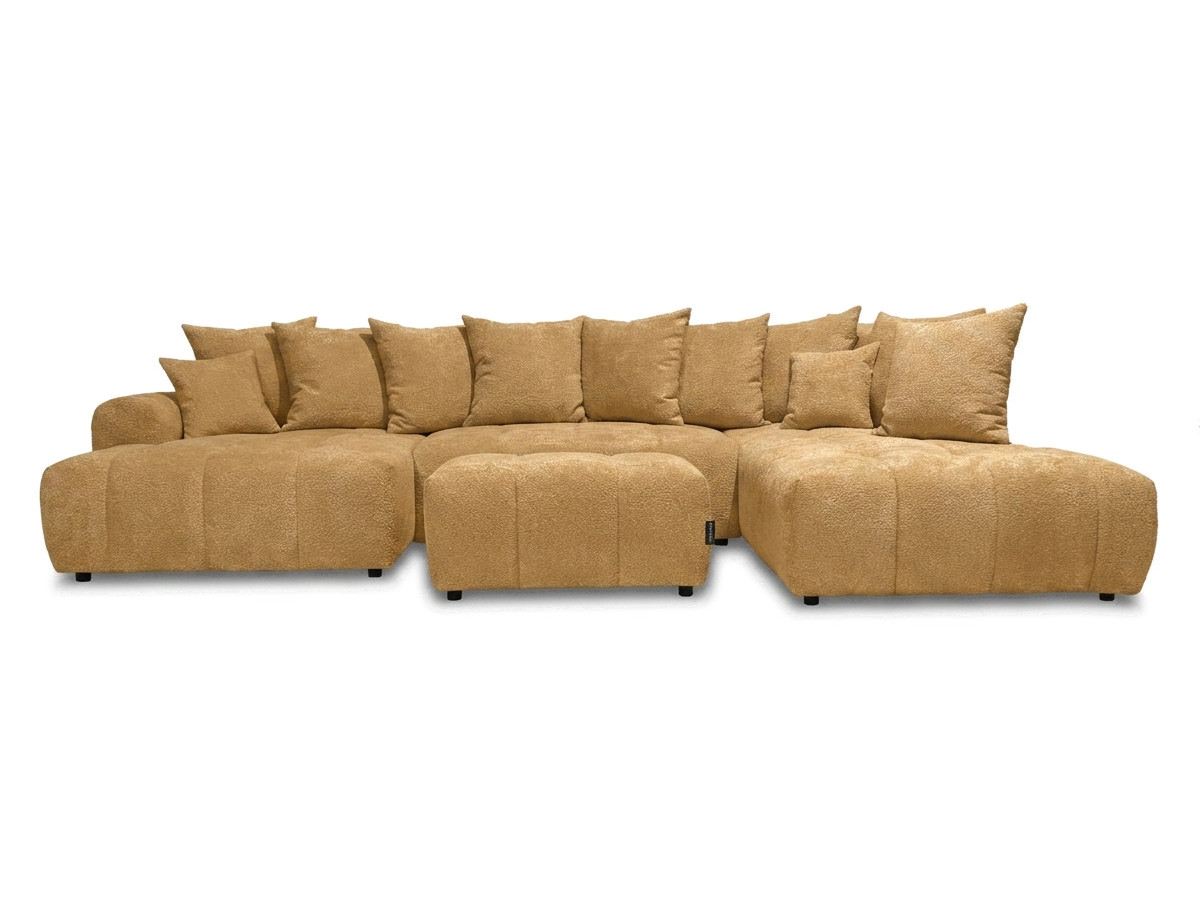 Bobochic Roxelane Wohnlandschaft mit Pouf Bouclé-Stoff Gelb Ecke links