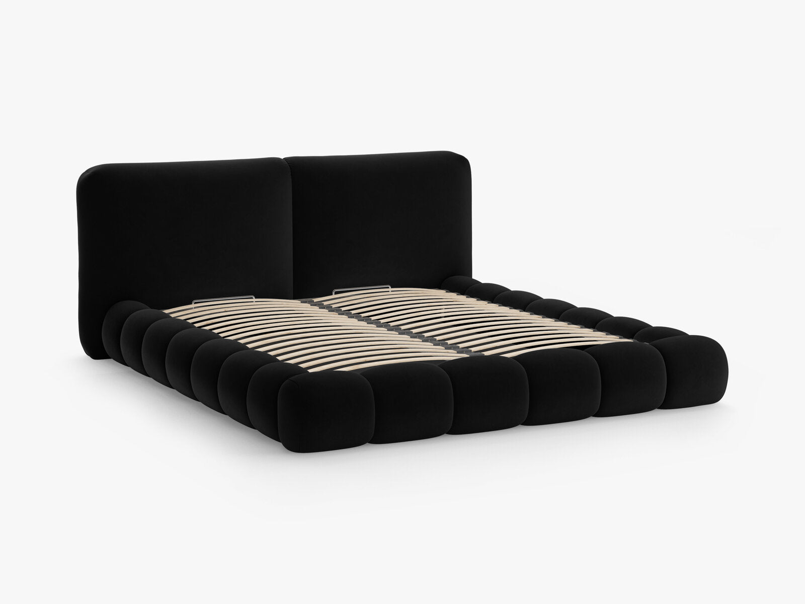 Micadoni Stauraumbett mit Kopfteil Solange Samt Magic Velvet Schwarz 180x200