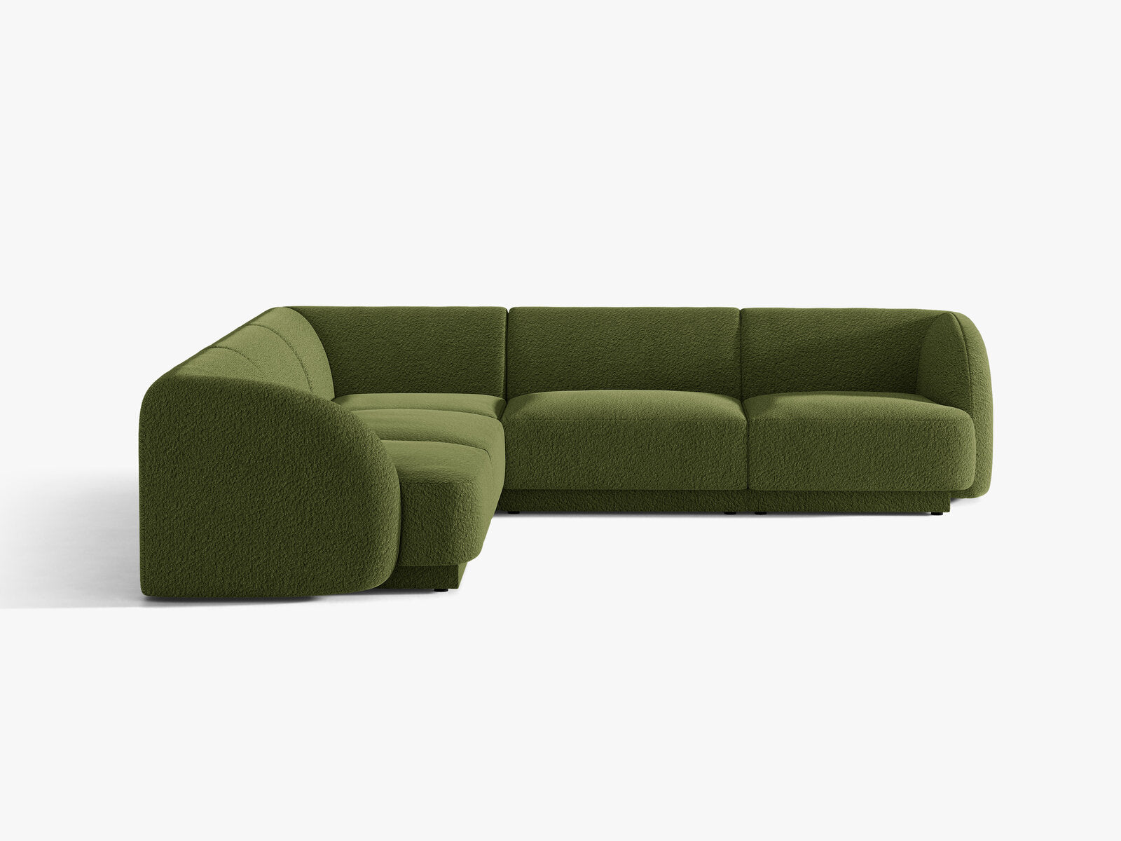Micadoni 5-Sitzer Symmetrisches Ecksofa Miley Boucle Baloo Dunkel-Olivgrün
