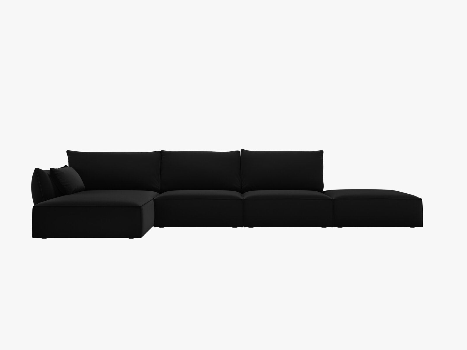 Micadoni Ecksofa Kaelle 5-Sitzer Links Samt Bluvel Schwarz