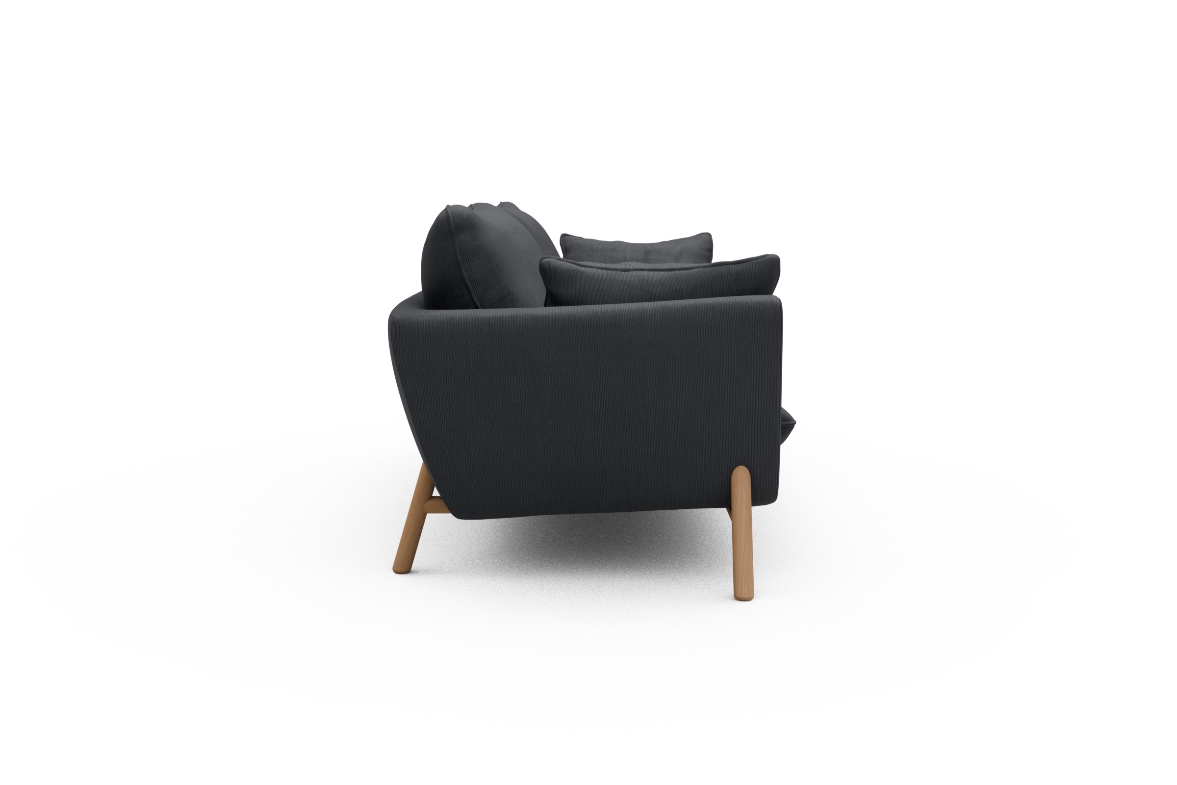 Sofa Emil 3-Sitzer Beinfarbe Eiche Natur Cordufine-Slate-Grey
