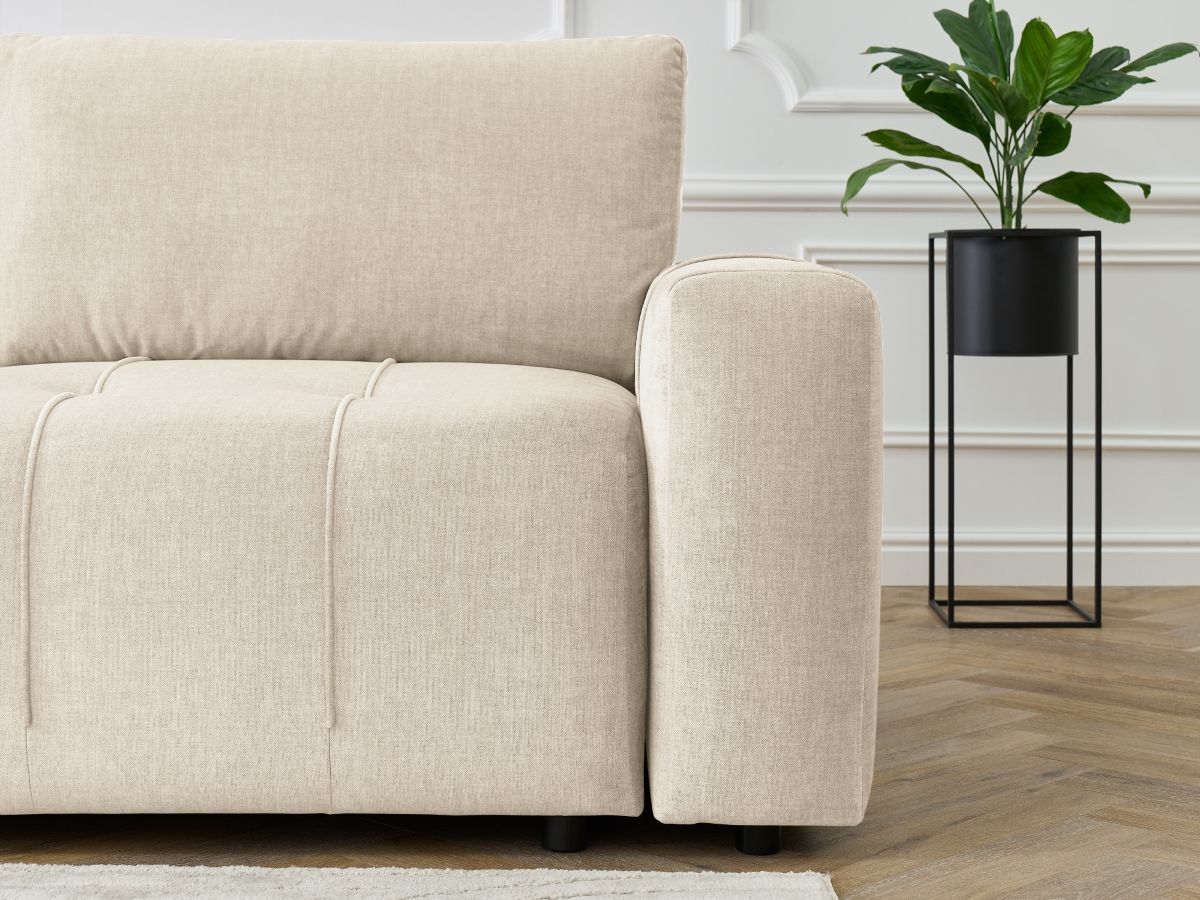 Bobochic Arsene Ecksofa mit Schlaffunktion und Bettkasten 277 × 200 cm Samt Beige Ecke links