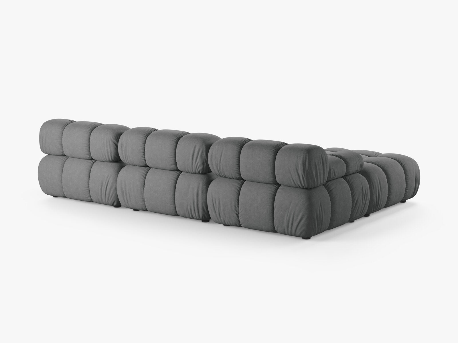 Micadoni Modulares Sofa Bellis 4-Sitzer mit flachem Modul Strukturierter Stoff Liberty Grau