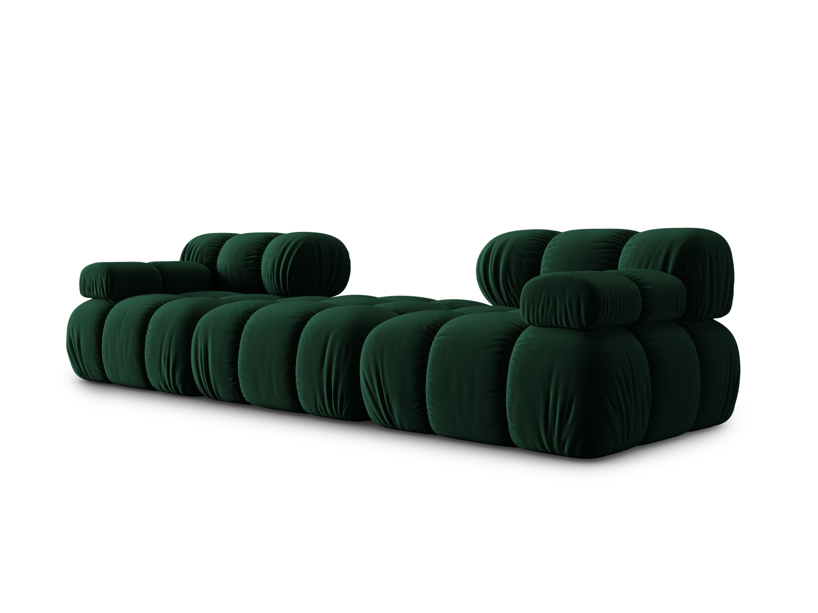 Micadoni Modulares Sofa Bellis 3-Sitzer mit flachem Modul Samt Bluvel Flaschengrün
