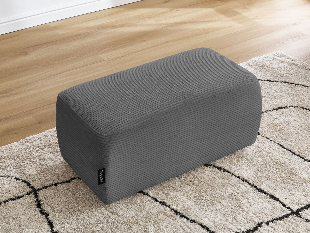 Bobochic Atilla Pouf Cordsamt Dunkelgrau