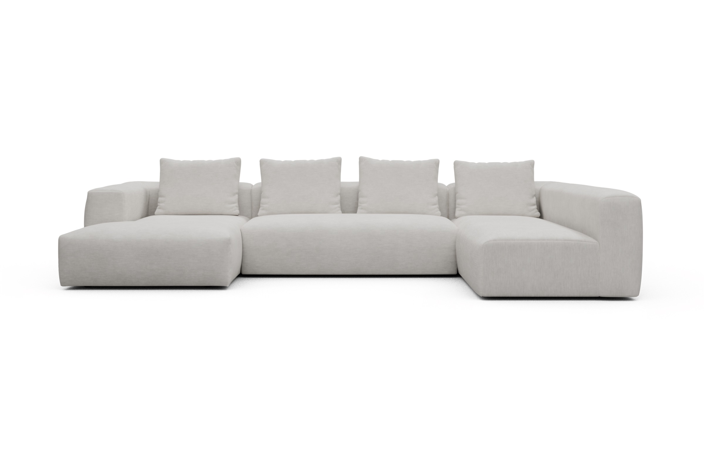 Skandi Home Wohnlandschaft Fred Chaiselongue links mit 2-Sitzer und lange Armlehne rechts Vivus-Dusty-Off-White moebelfaktor