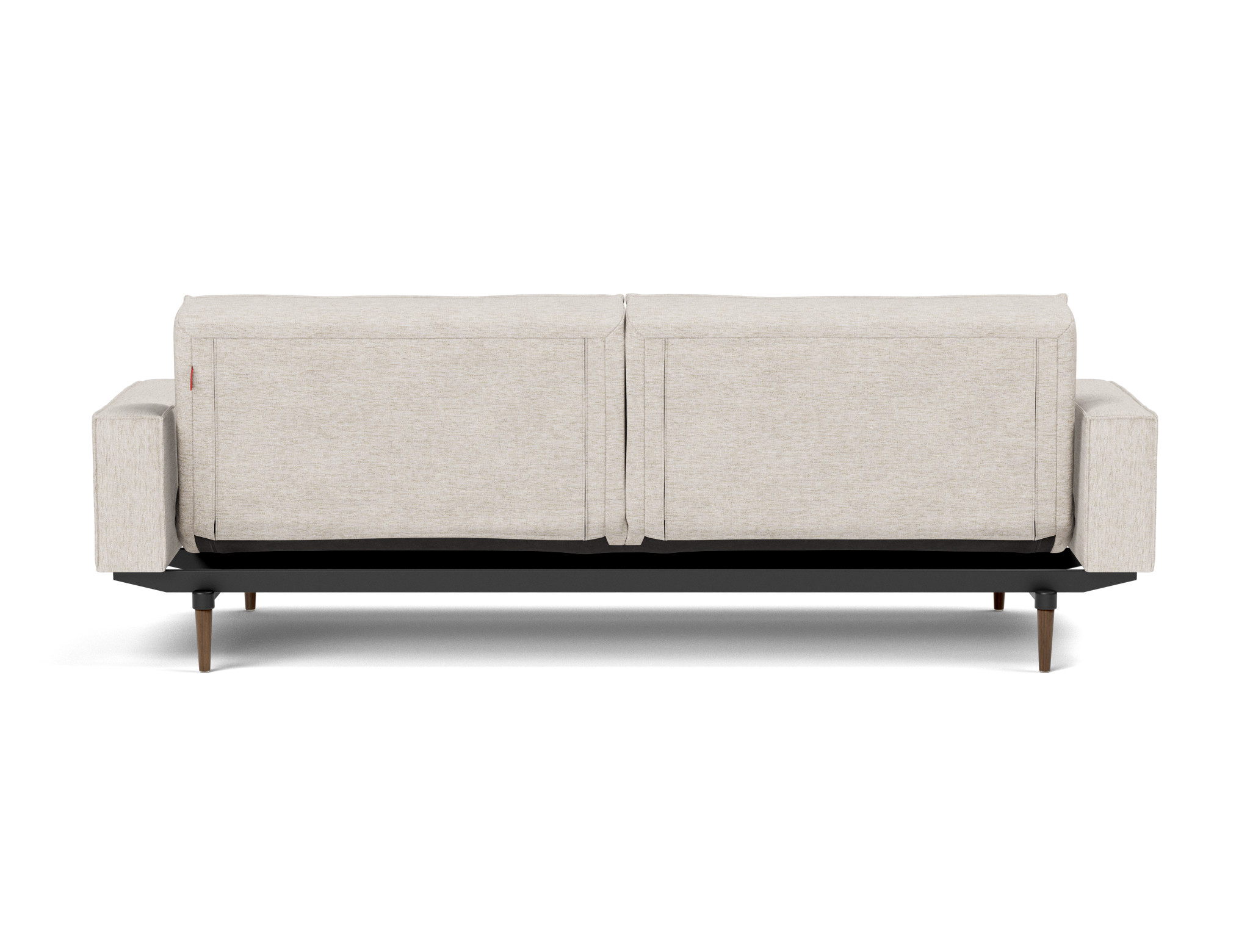 Schlafsofa Splitback mit Armlehnen Chenille Yuveno 470-Natural Beine Styletto Eiche dunkel