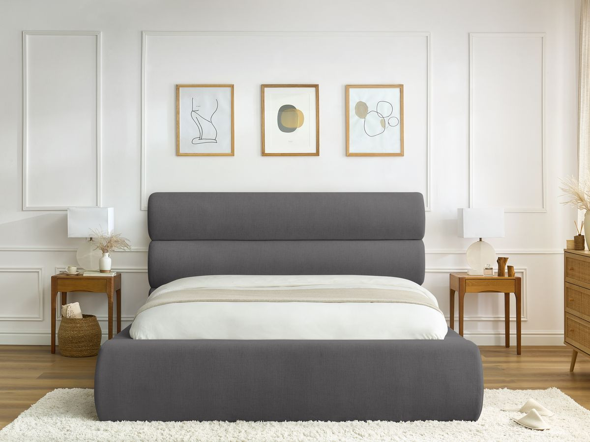 Bobochic Jagna Polsterbett mit Bettkasten Stoff Dunkelgrau, Liegefläche 140 × 190 cm