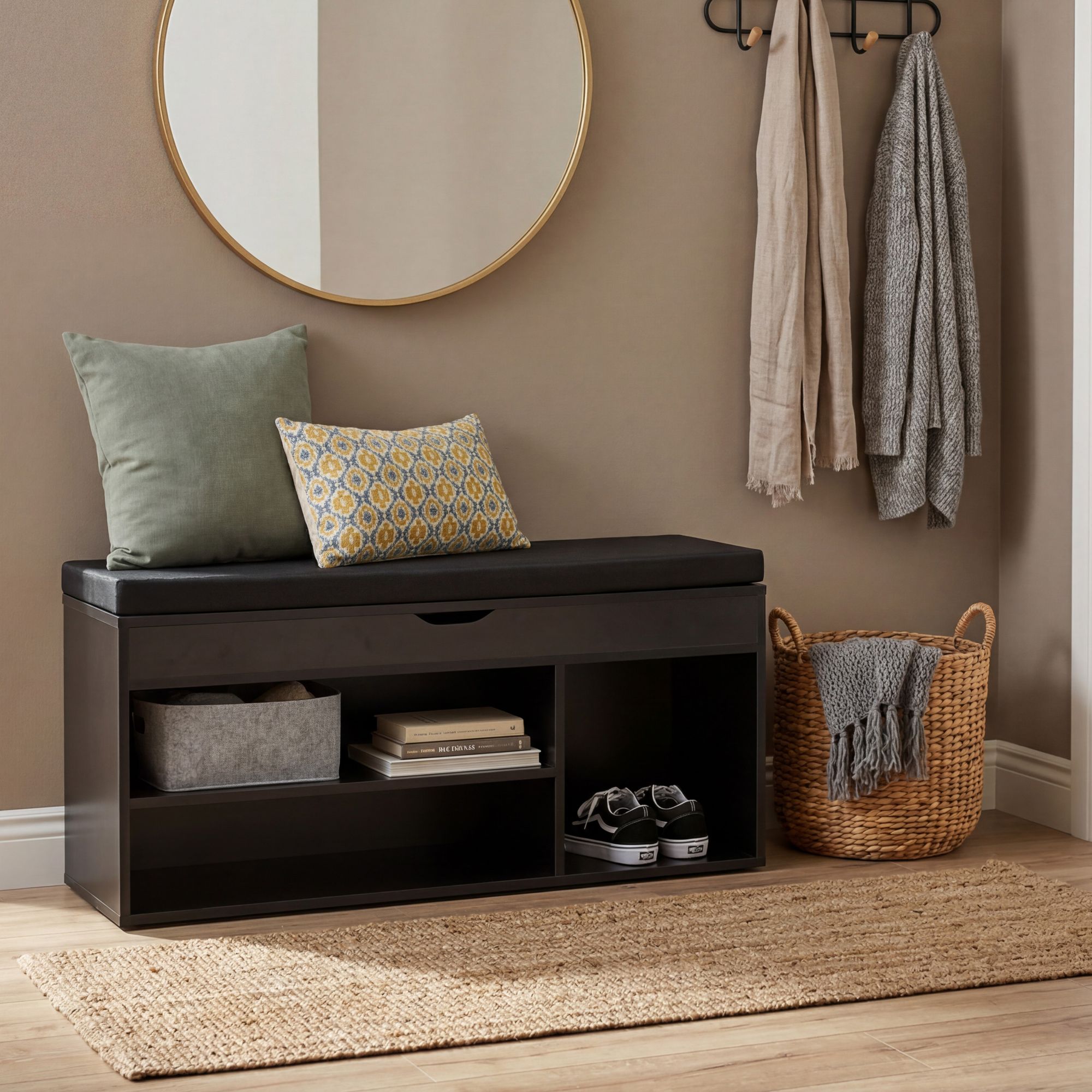 Schuhbank Verran Schwarz 104 × 32 × 51 cm